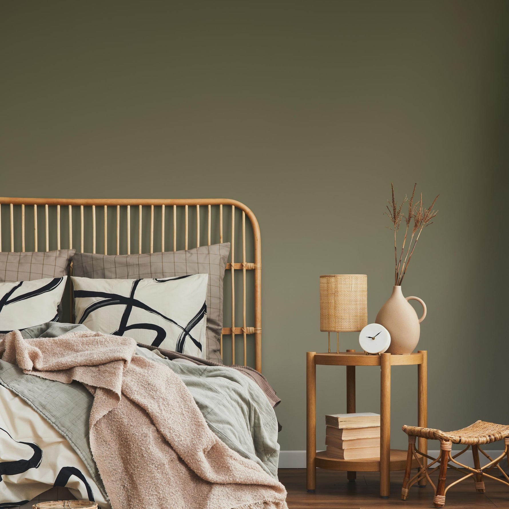 Solid Color Wallpaper in Earthy Sage Green - E266