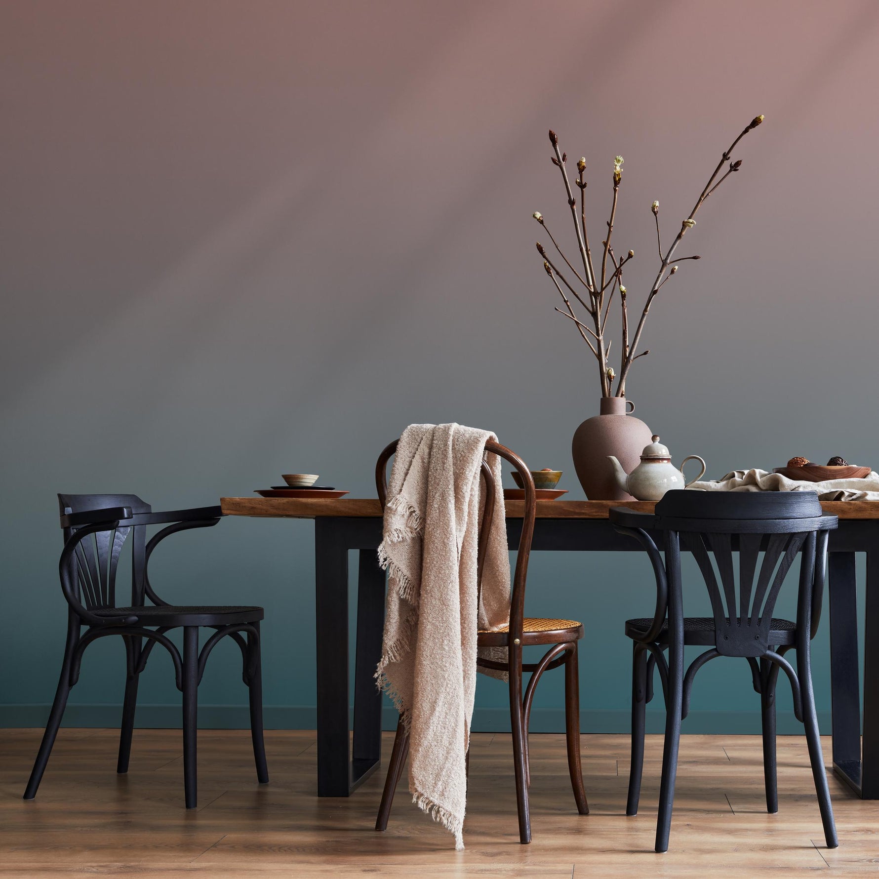 Ombre Wallpaper with a Dusty Rose and Slate Gray Gradient - E242