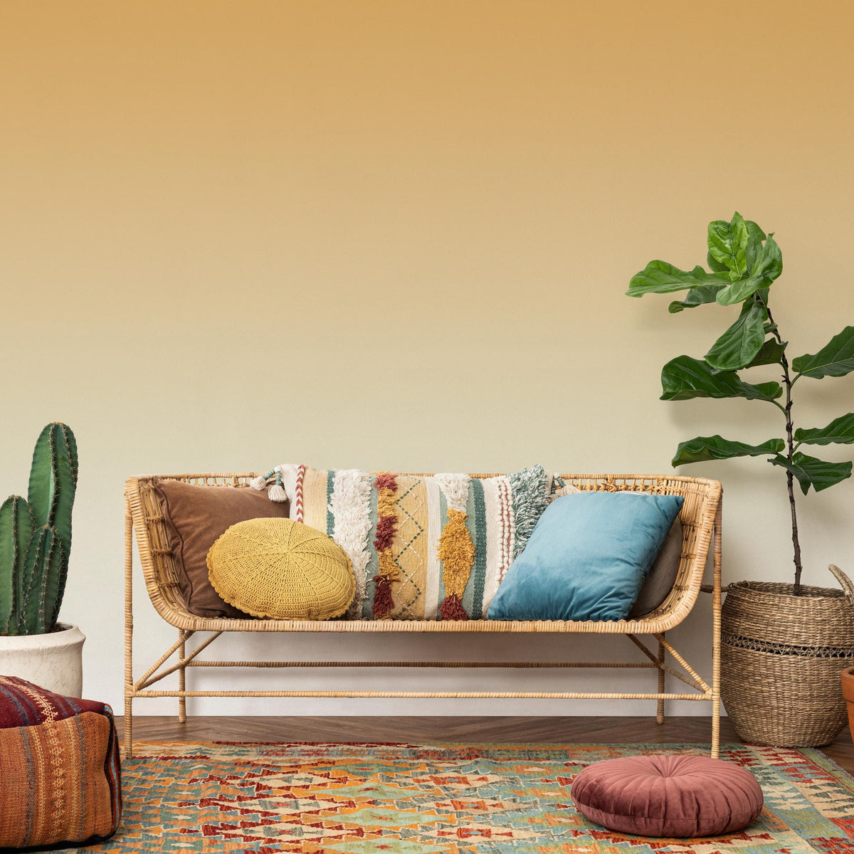 Ombre Wallpaper with a Subtle Gradient in Yellow and Ochre - E252