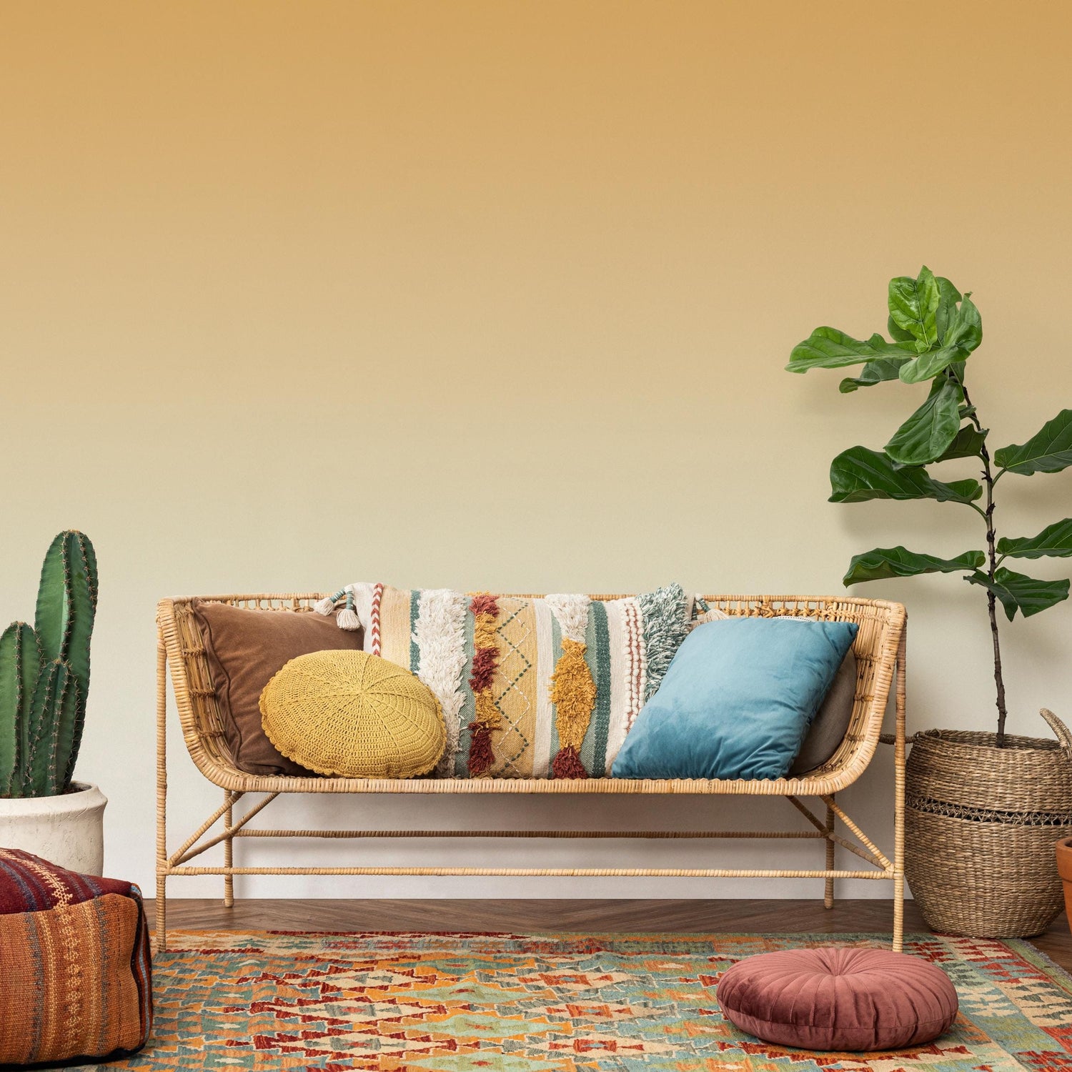 Ombre Wallpaper with a Subtle Gradient in Yellow and Ochre - E252