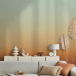 Ombre Wallpaper with a Desert Sunset Gradient in Green and Orange - E271