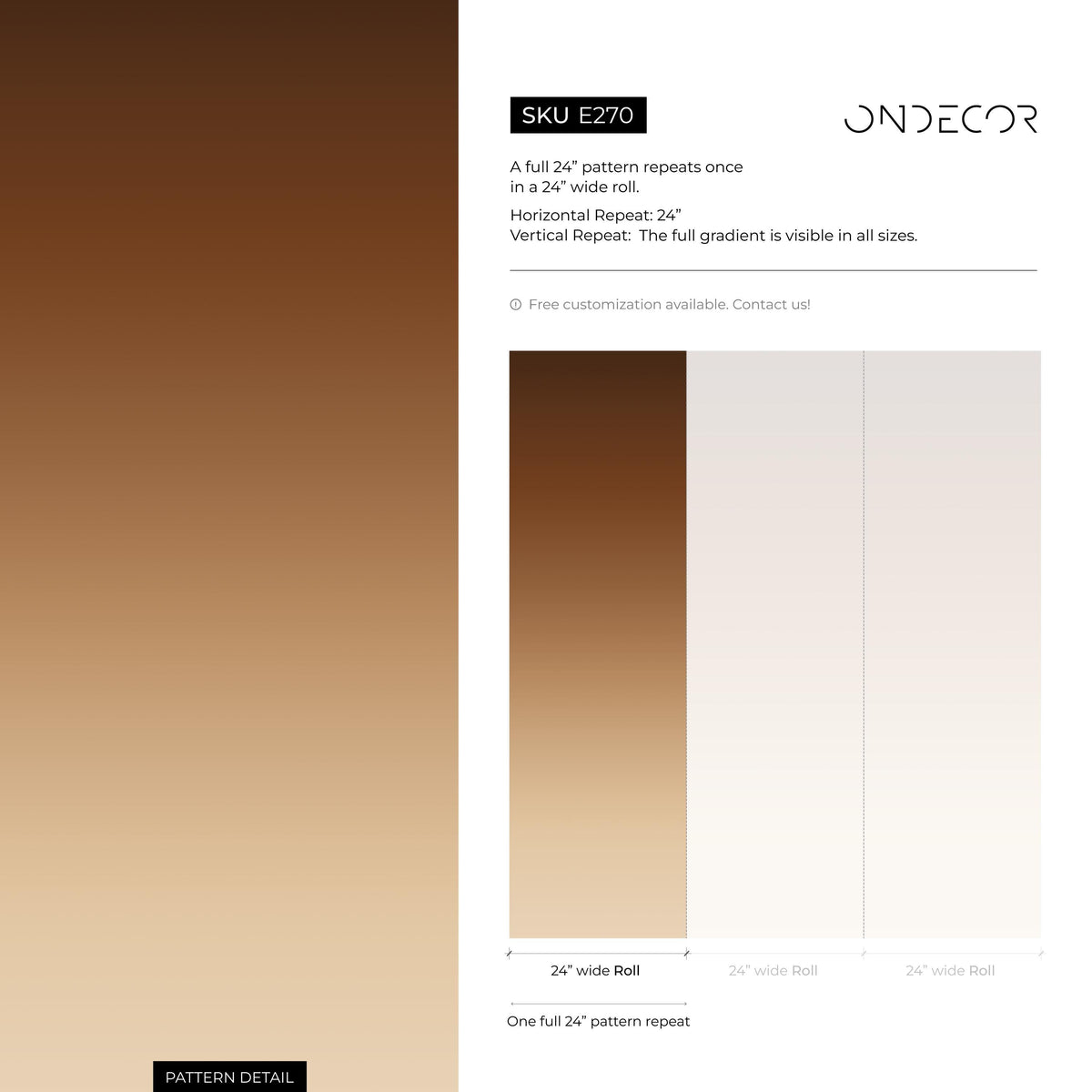 Ombre Wallpaper with a Fading Gradient Effect in Brown and Beige - E270