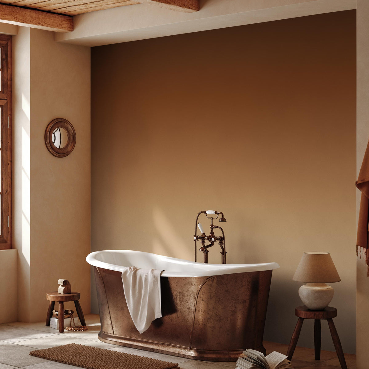 Ombre Wallpaper with a Fading Gradient Effect in Brown and Beige - E270