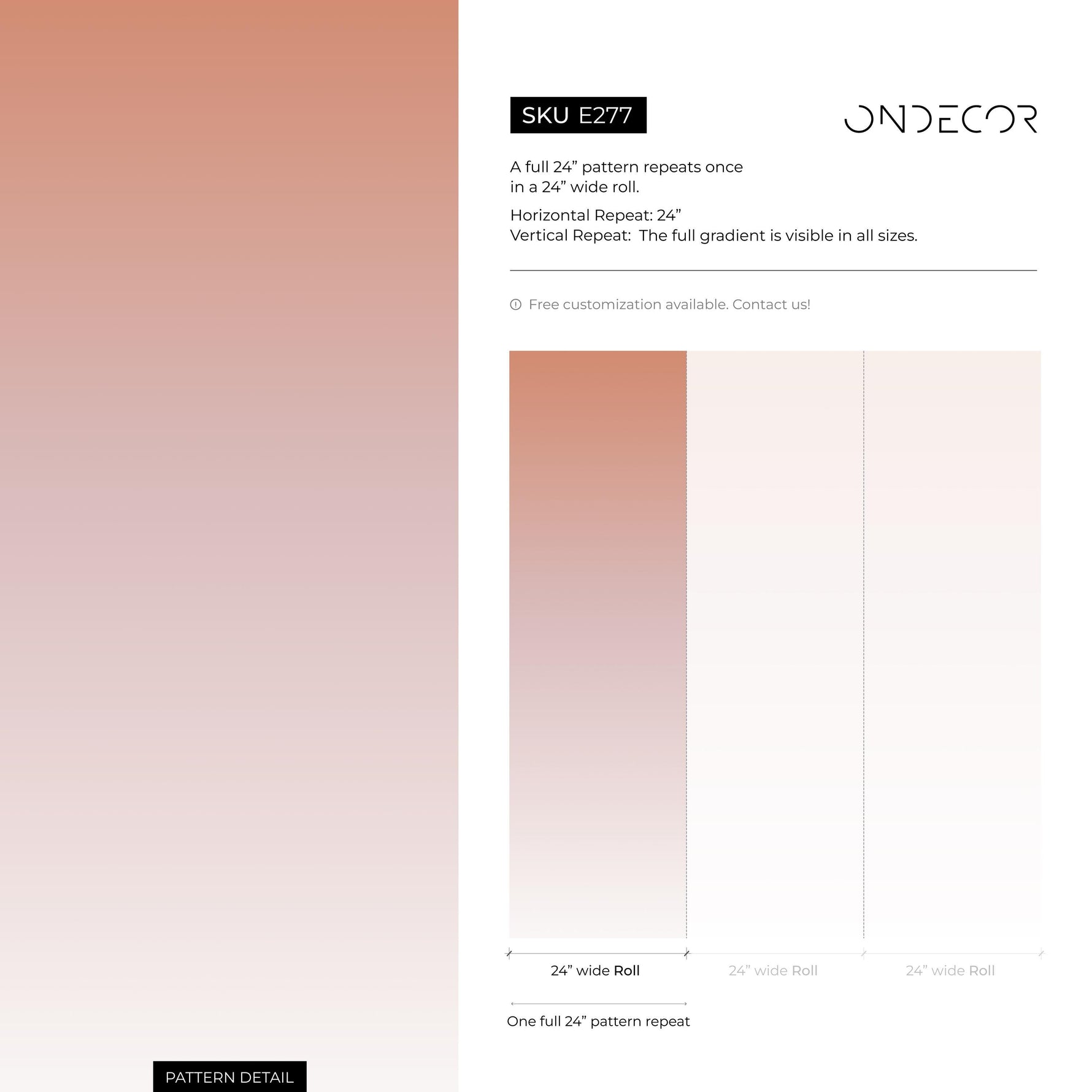 Ombre Wallpaper with a Terracotta and Dusty Rose Gradient - E277