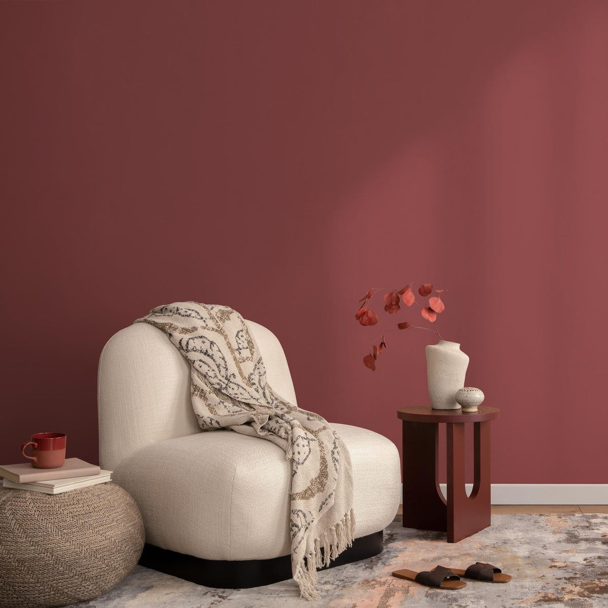 Terracotta Rose Wallpaper / Solid Color - Removable Wallpaper for a Modern Boho Accent Wall in a Rustic Blush and Earthy Clay Hue - E150