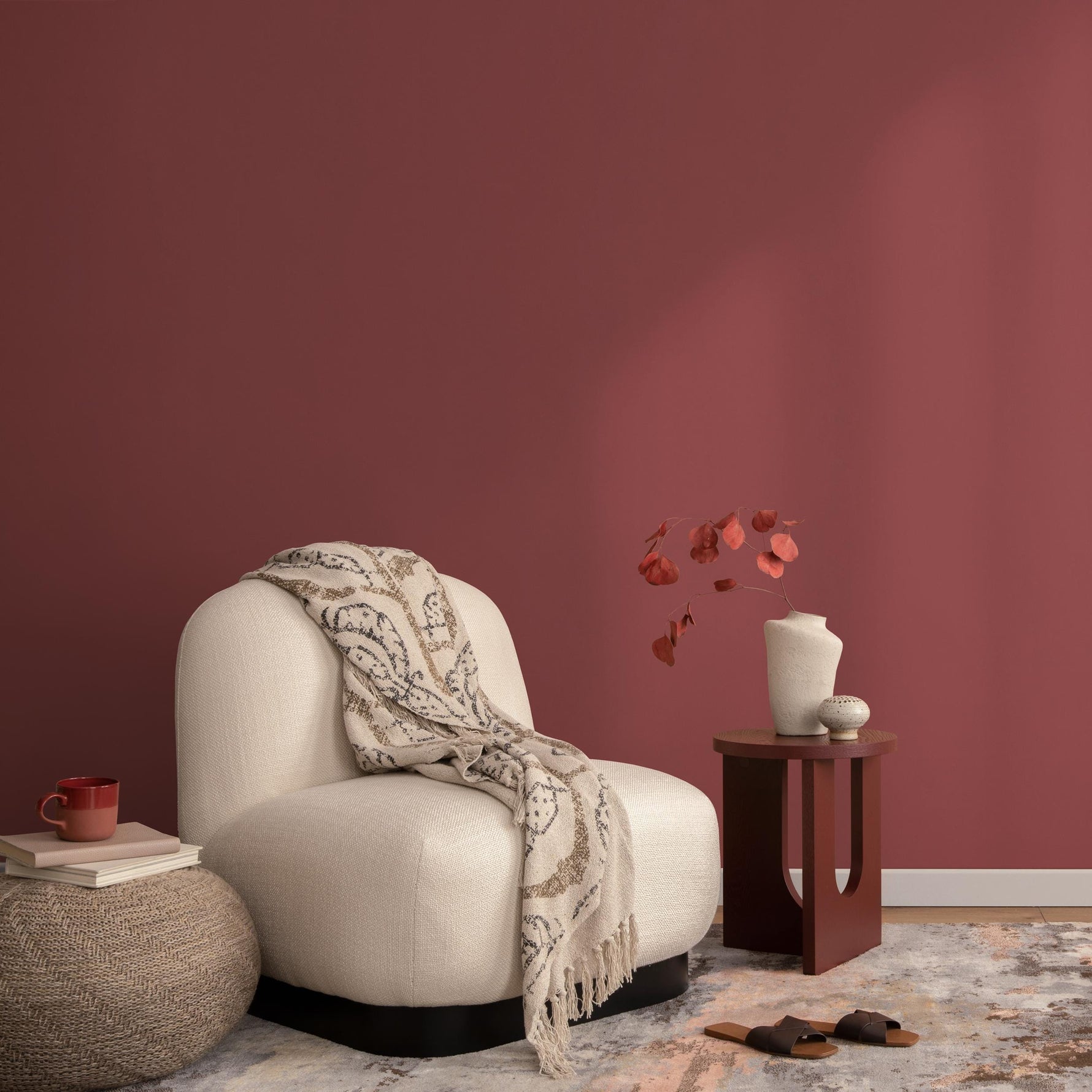 Terracotta Rose Wallpaper / Solid Color - Removable Wallpaper for a Modern Boho Accent Wall in a Rustic Blush and Earthy Clay Hue - E150