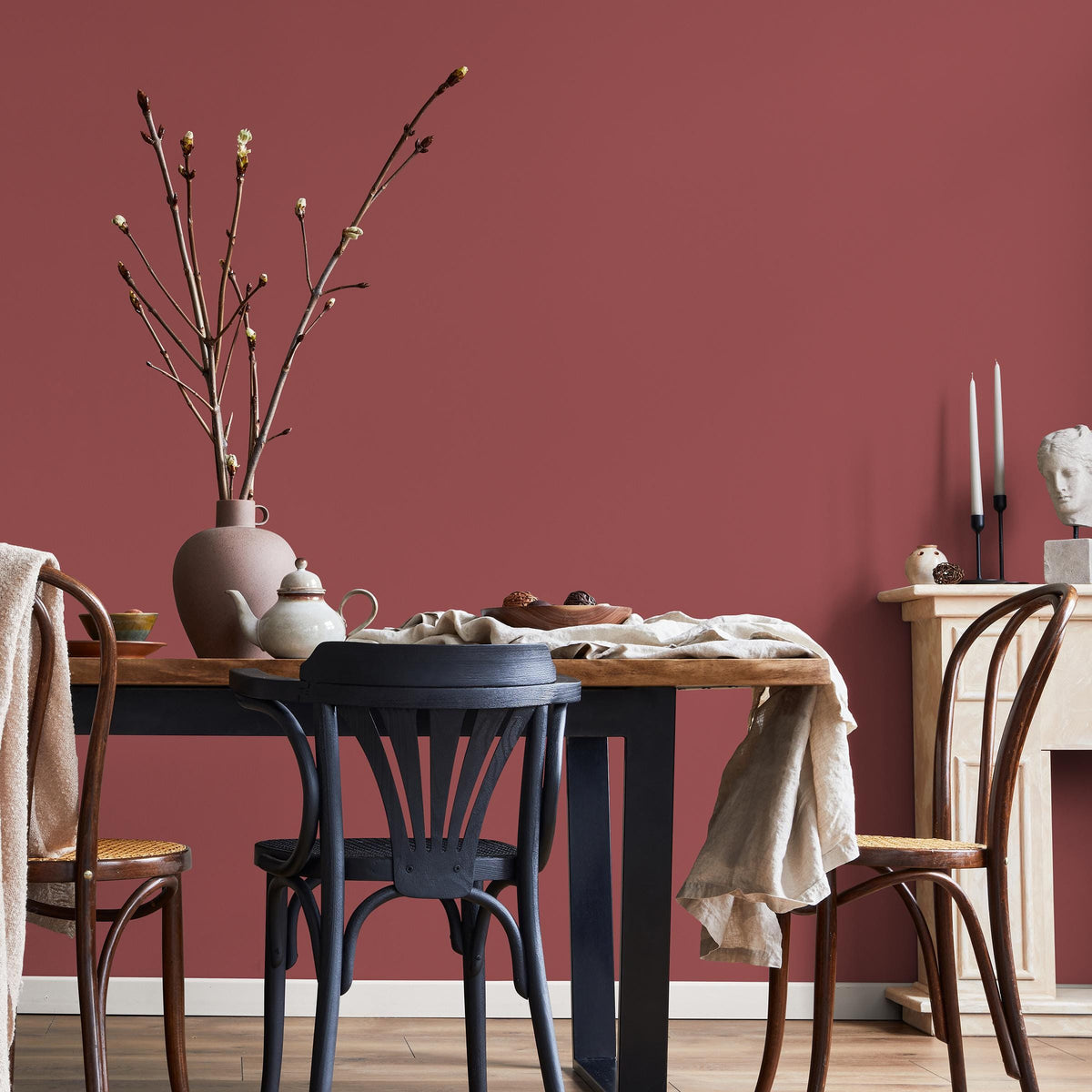 Terracotta Rose Wallpaper / Solid Color - Removable Wallpaper for a Modern Boho Accent Wall in a Rustic Blush and Earthy Clay Hue - E150