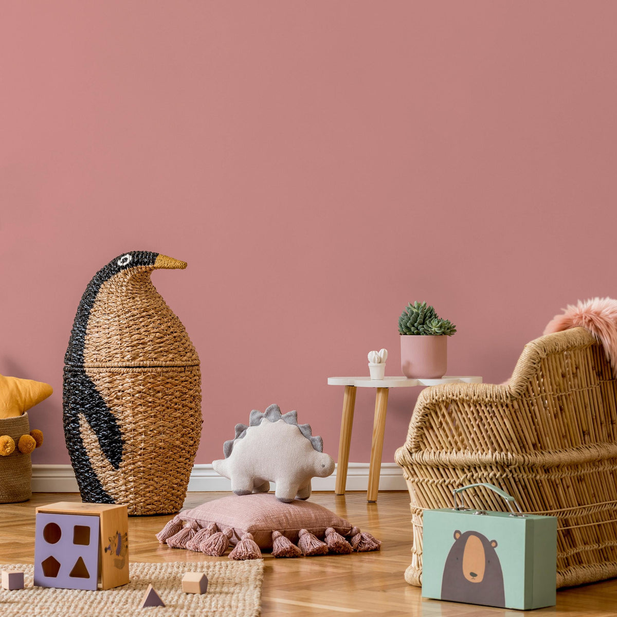 Parrot Pink Wallpaper / Solid Color / A Modern Wall Mural in a Dusty Rose Pink Tone - E156