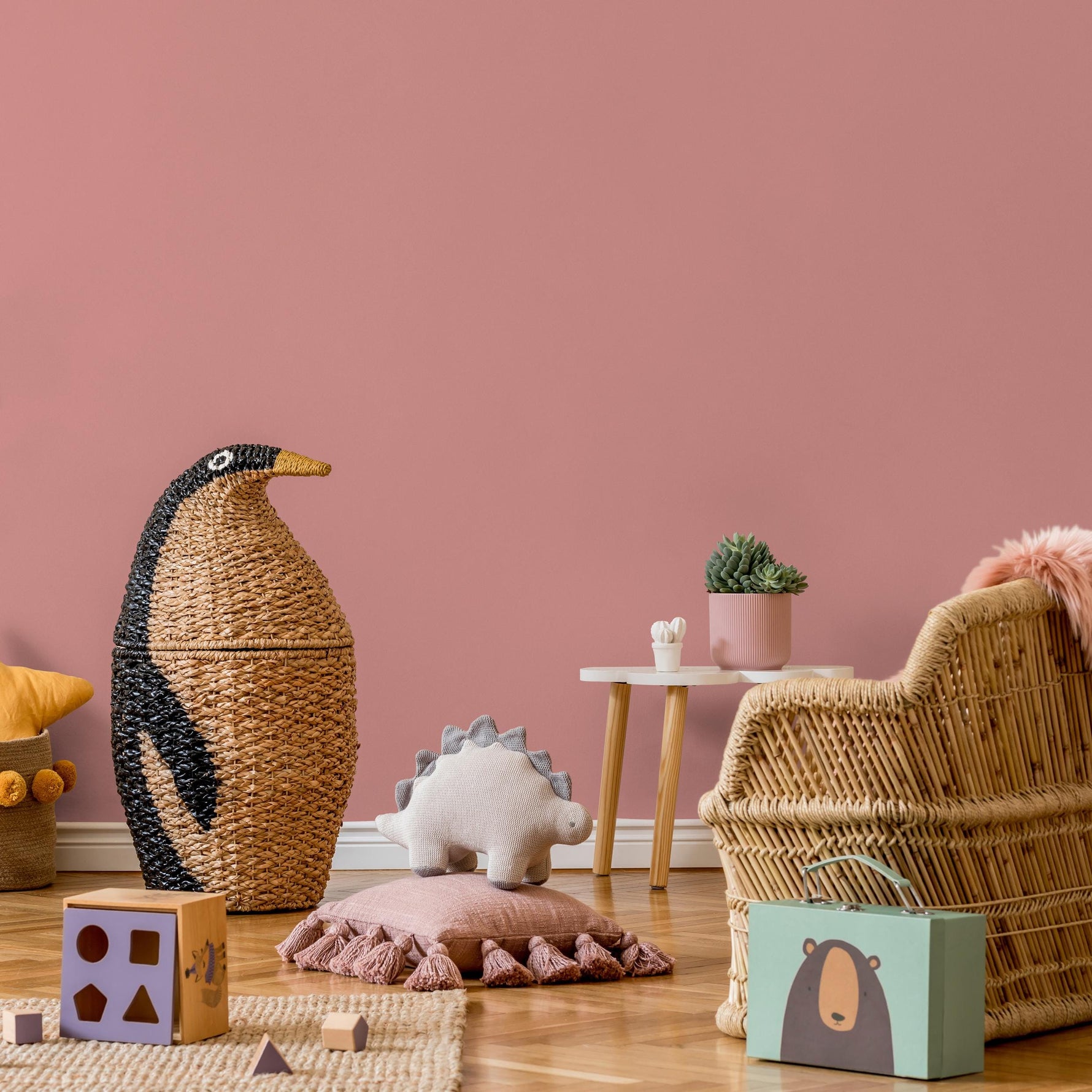 Parrot Pink Wallpaper / Solid Color / A Modern Wall Mural in a Dusty Rose Pink Tone - E156