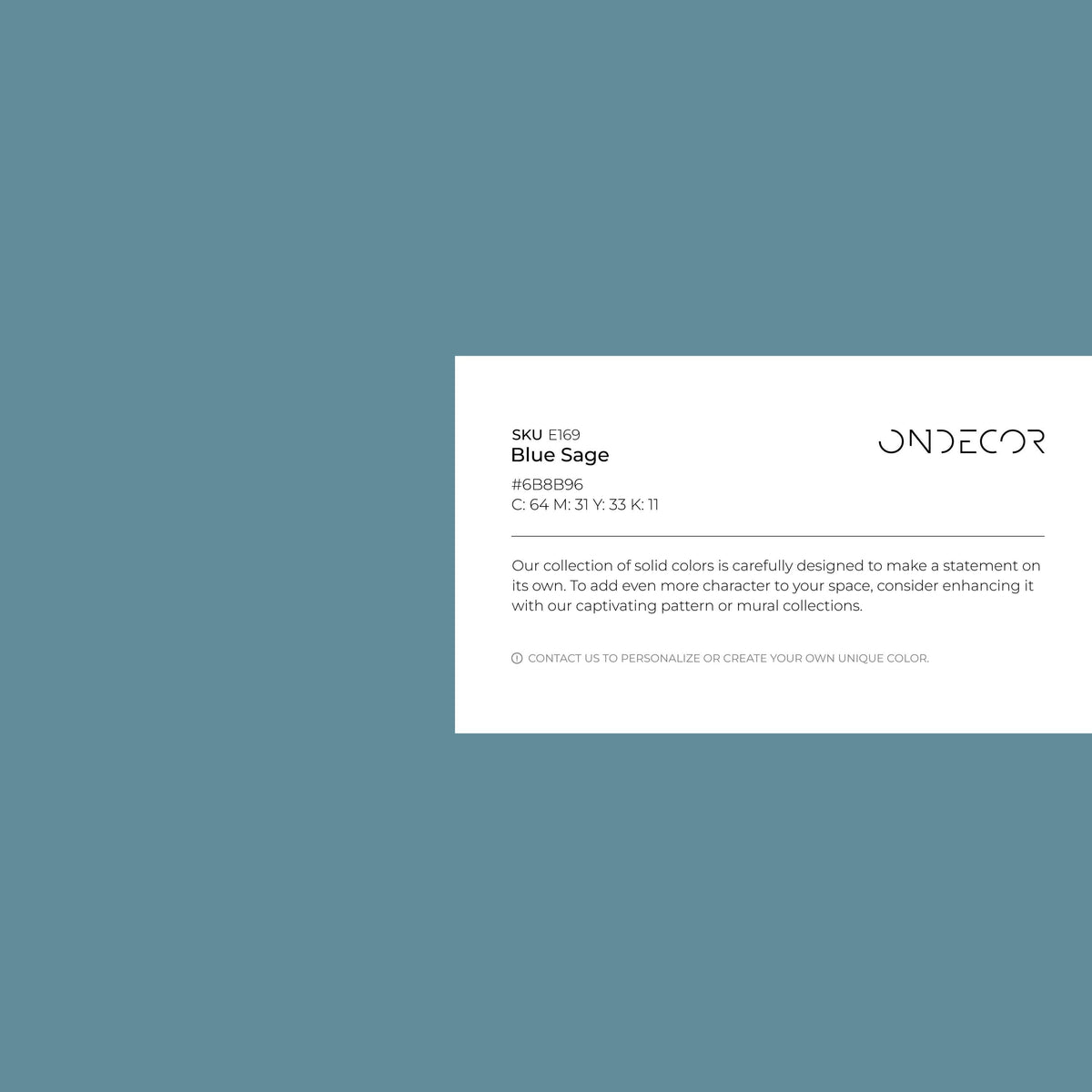 Blue Sage Wallpaper / Solid Color, Modern Minimalist Wall Mural in a Muted Dusty Blue Hue - E169