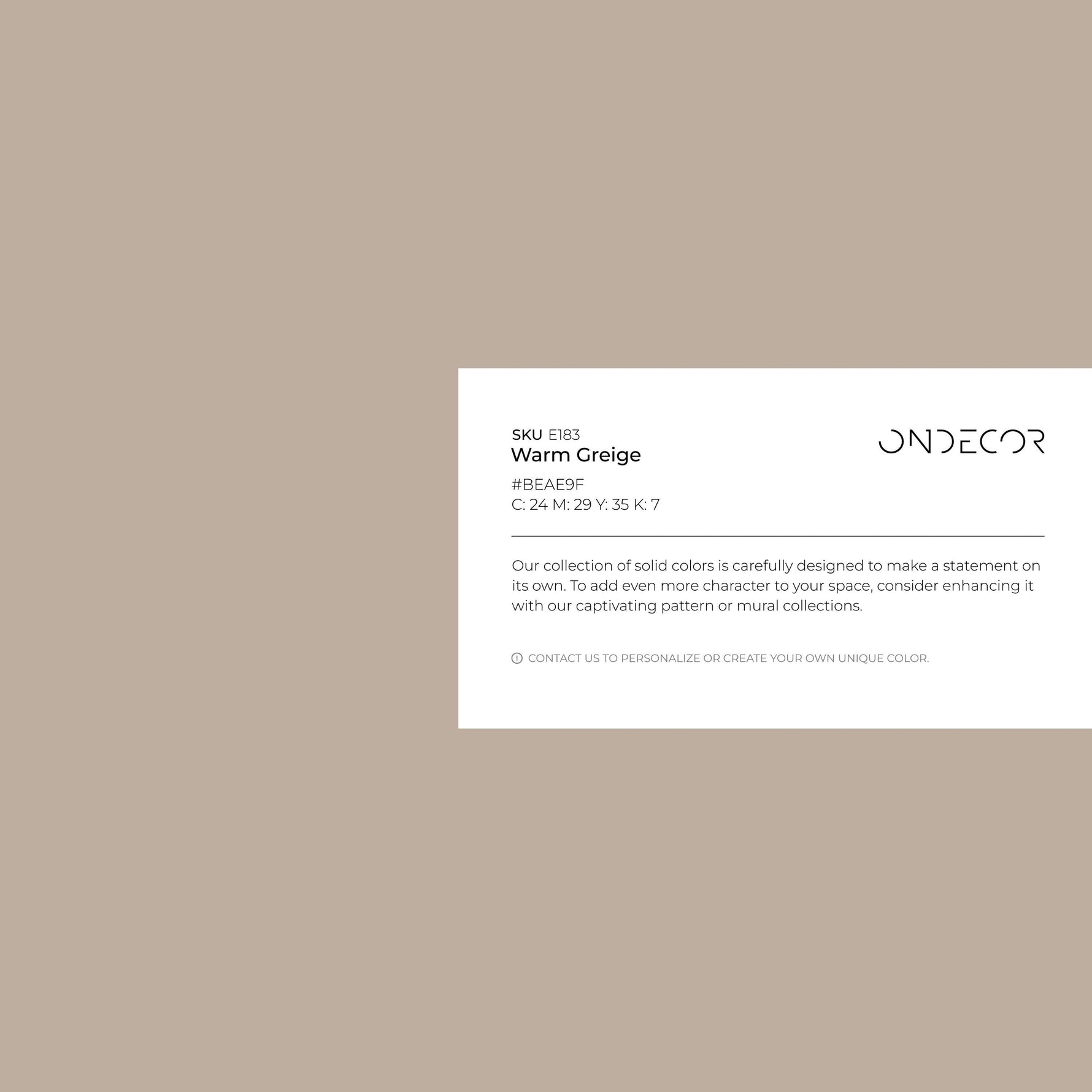 Warm Greige Wallpaper / Solid Color / A Minimalist Japandi Style in Neutral Beige and Earth Tones - E183