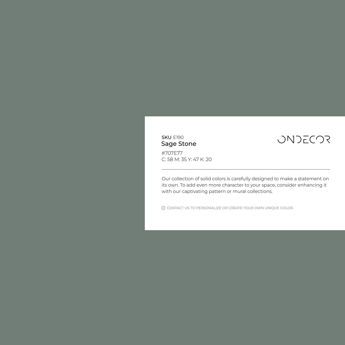 Sage Stone Wallpaper / Solid Color - Modern Minimalist Accent Wall in Muted Sage Green - E190