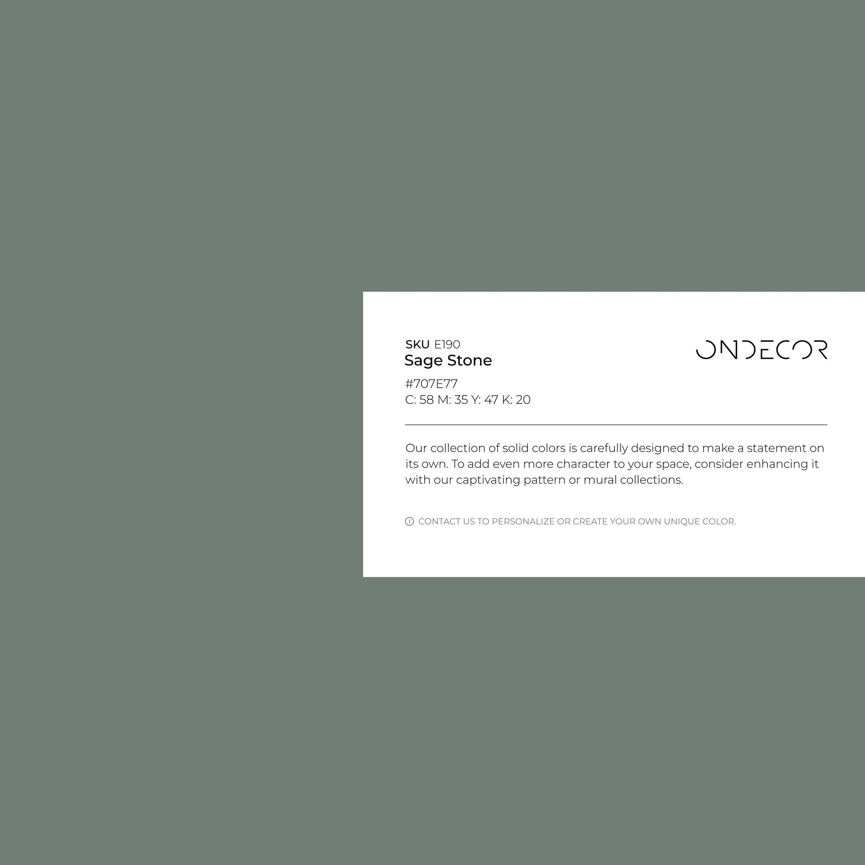 Sage Stone Wallpaper / Solid Color - Modern Minimalist Accent Wall in Muted Sage Green - E190