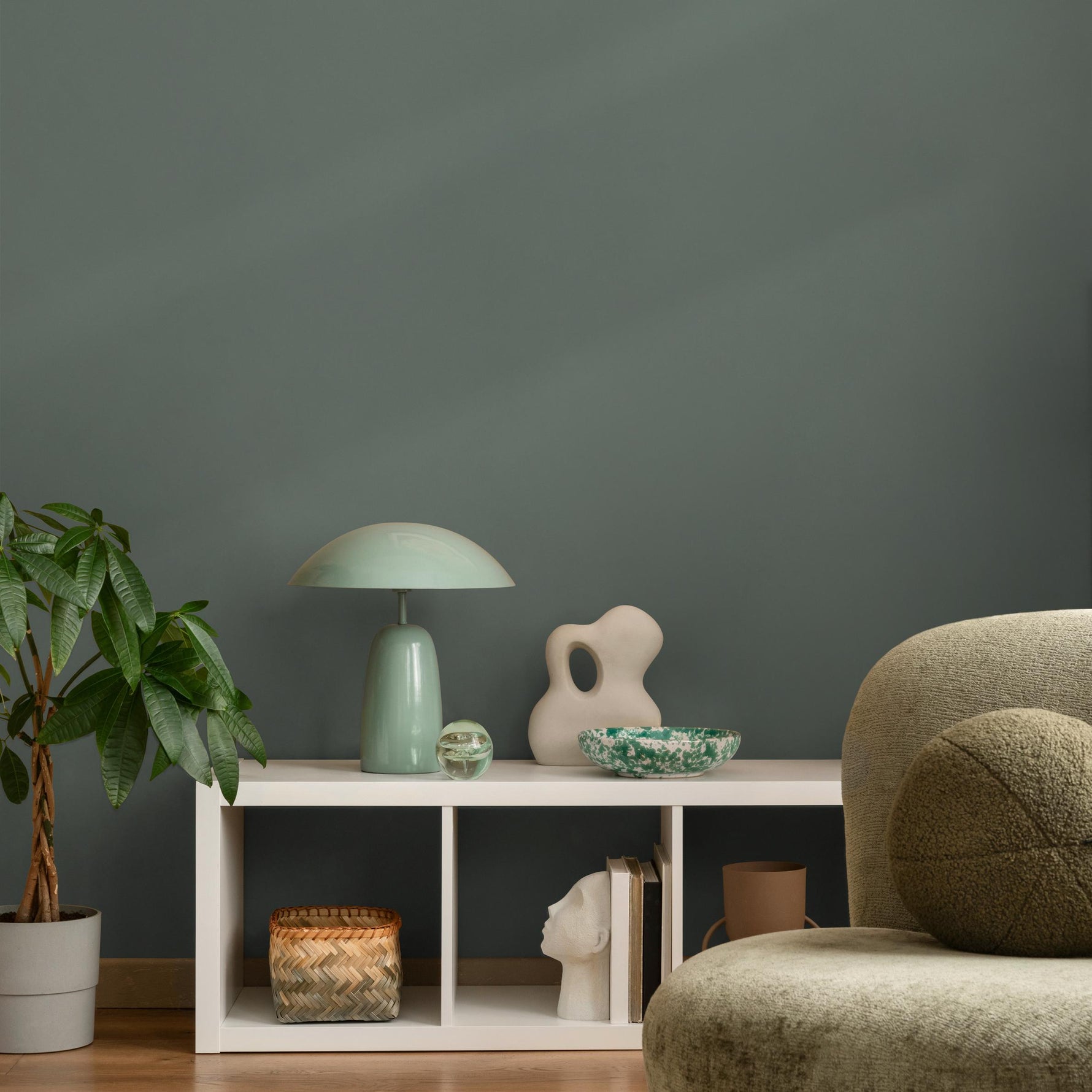 Sage Stone Wallpaper / Solid Color - Modern Minimalist Accent Wall in Muted Sage Green - E190