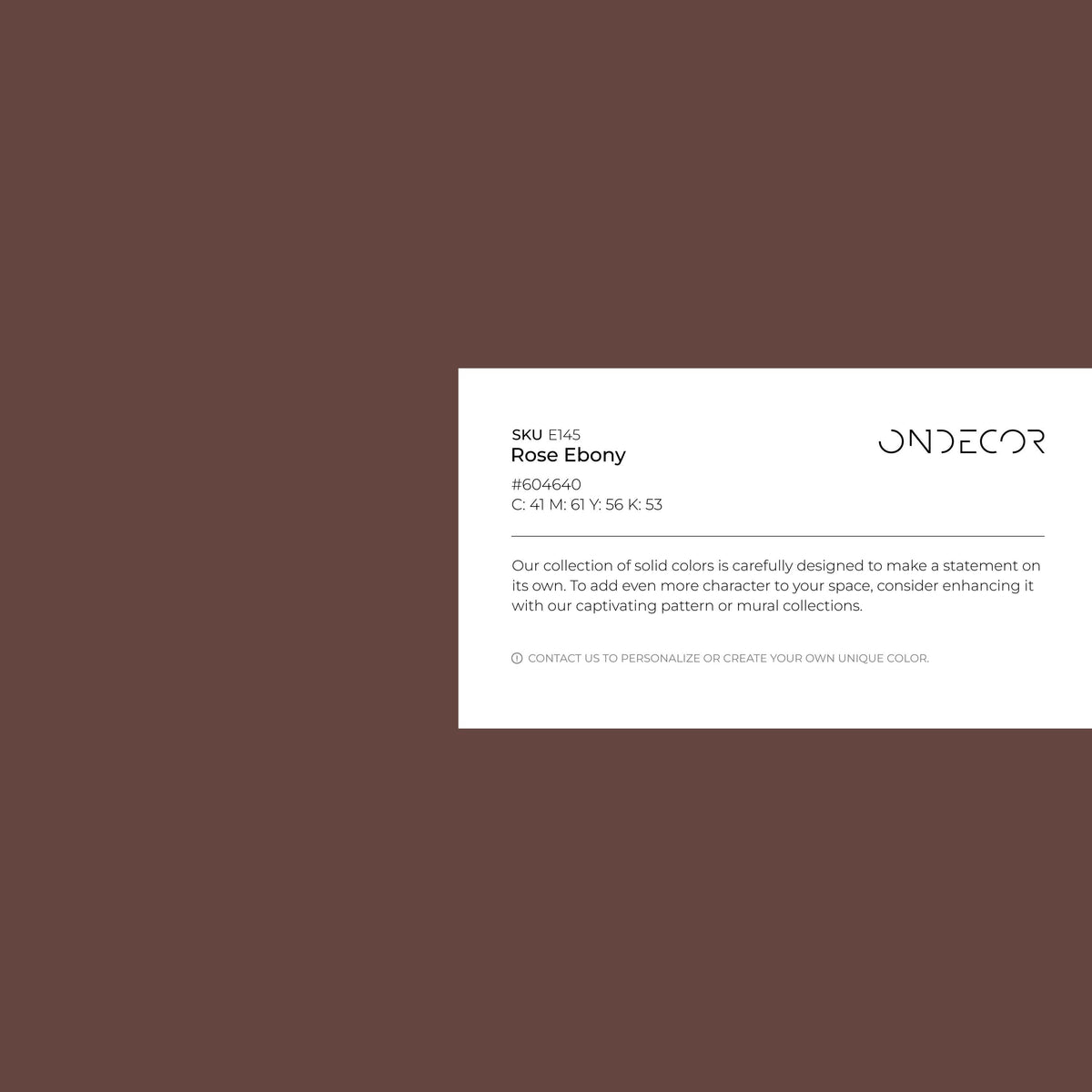 Rose Ebony Wallpaper / Solid Color / A Moody and Earthy Hue in Deep Reddish-Brown - E145