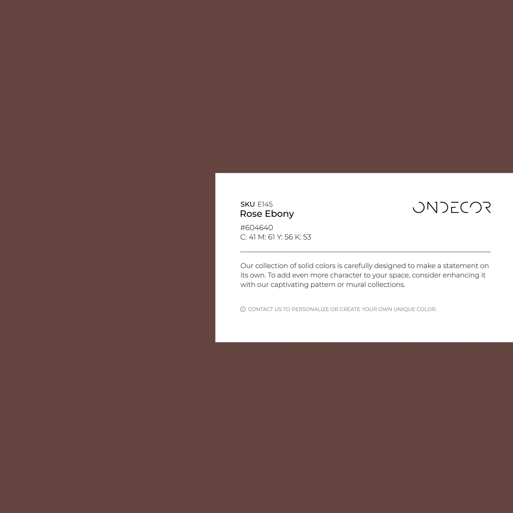 Rose Ebony Wallpaper / Solid Color / A Moody and Earthy Hue in Deep Reddish-Brown - E145