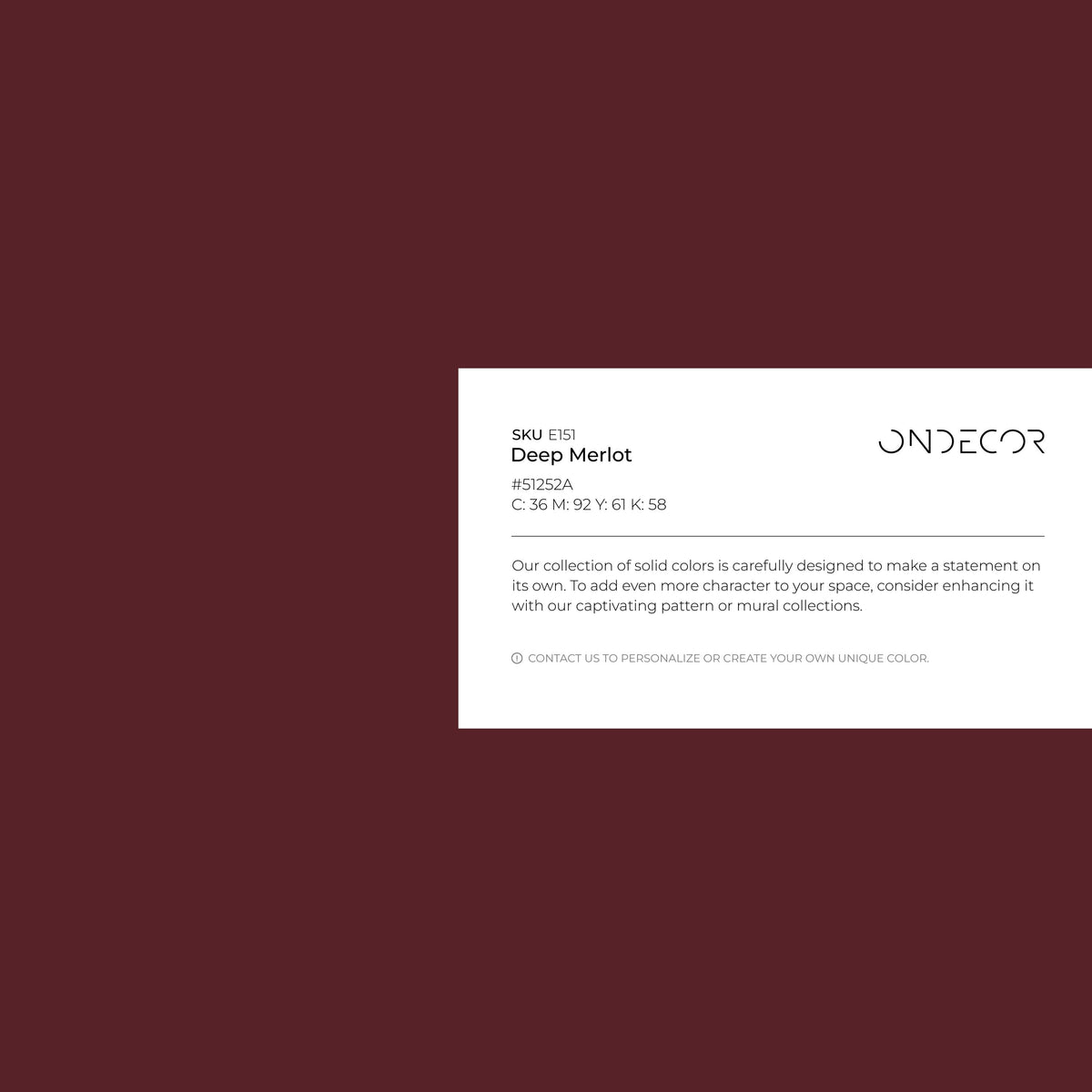 Deep Merlot Wallpaper / Solid Color / A Moody and Sophisticated Wall Covering in Burgundy and Wine Red - E151