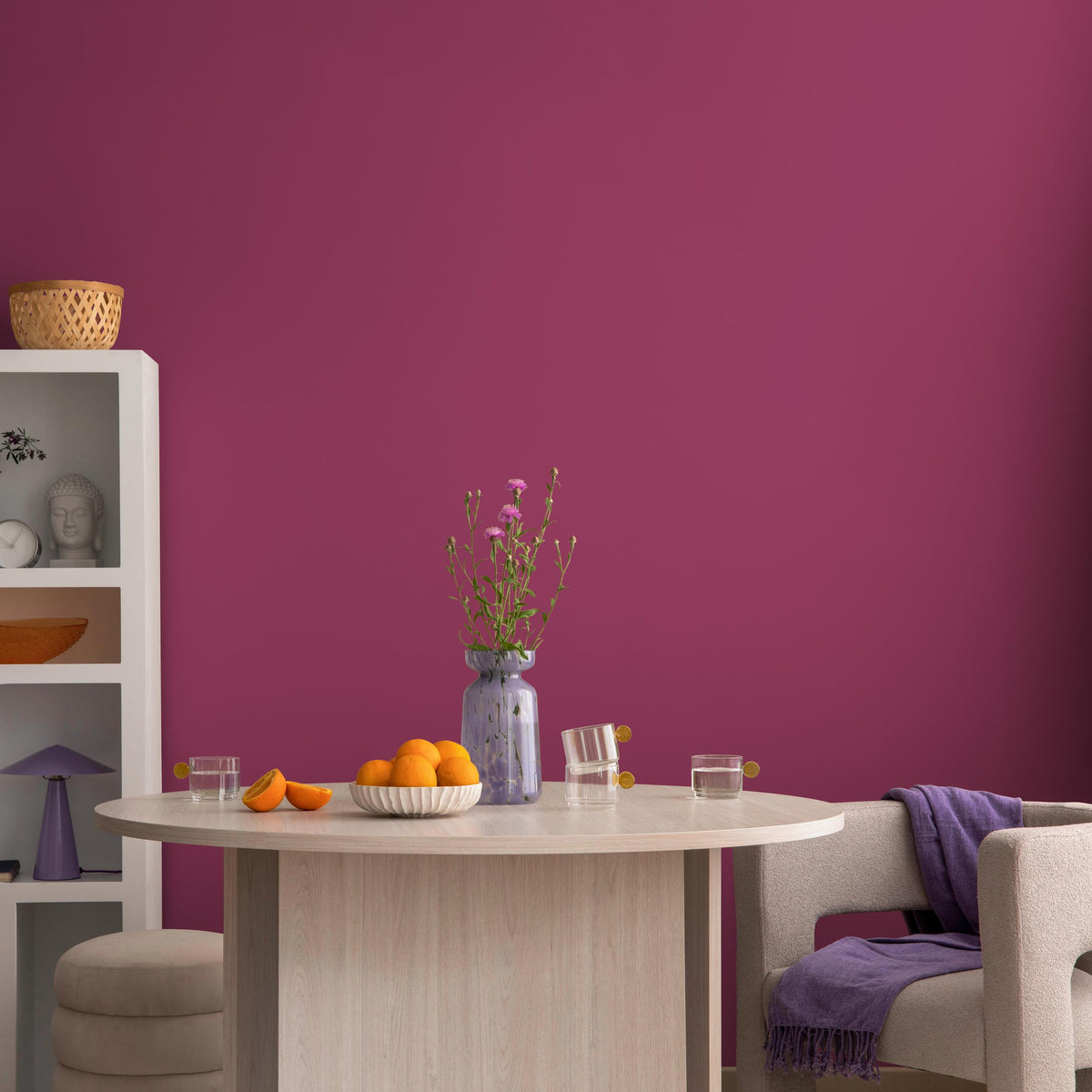Velvet Bloom Wallpaper / Solid Color / Available in Deep Magenta Pink - E155