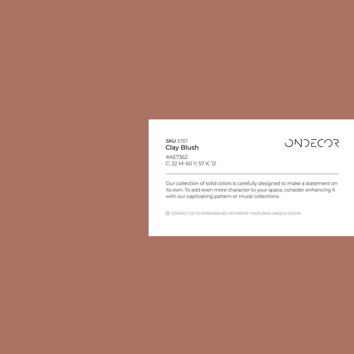 Clay Blush Wallpaper / Solid Color with a Warm Earthy Tone in Muted Terracotta and Dusty Peach - E157