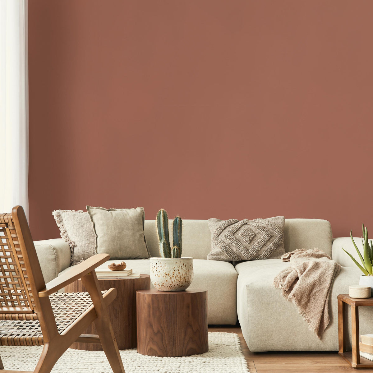 Clay Blush Wallpaper / Solid Color with a Warm Earthy Tone in Muted Terracotta and Dusty Peach - E157