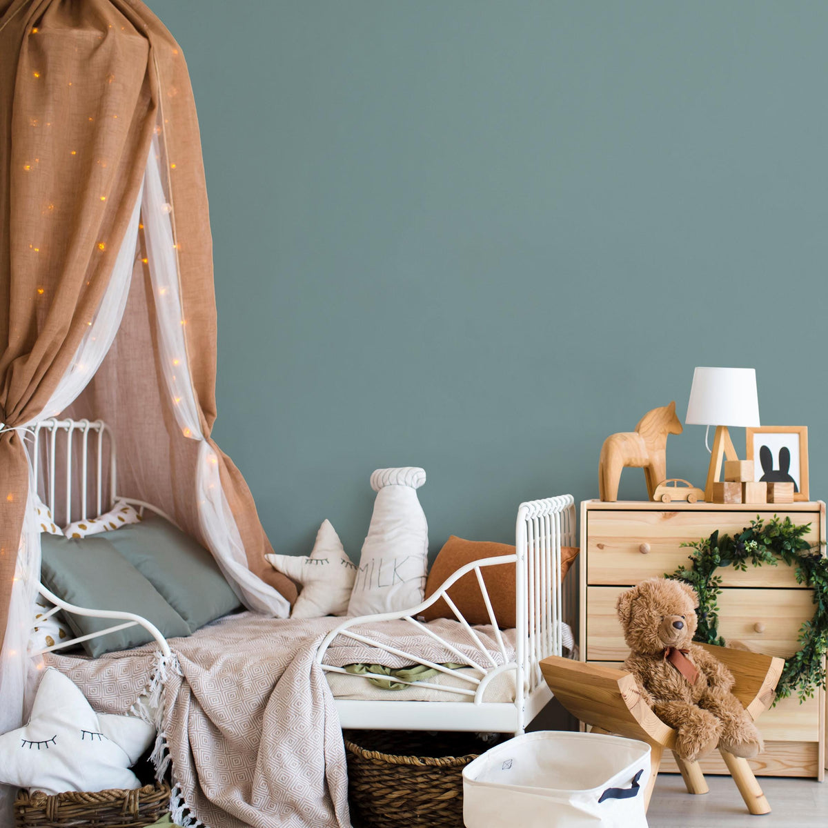 Muted Teal Wallpaper / Solid Color / Available in a Dusty Teal Green - E173