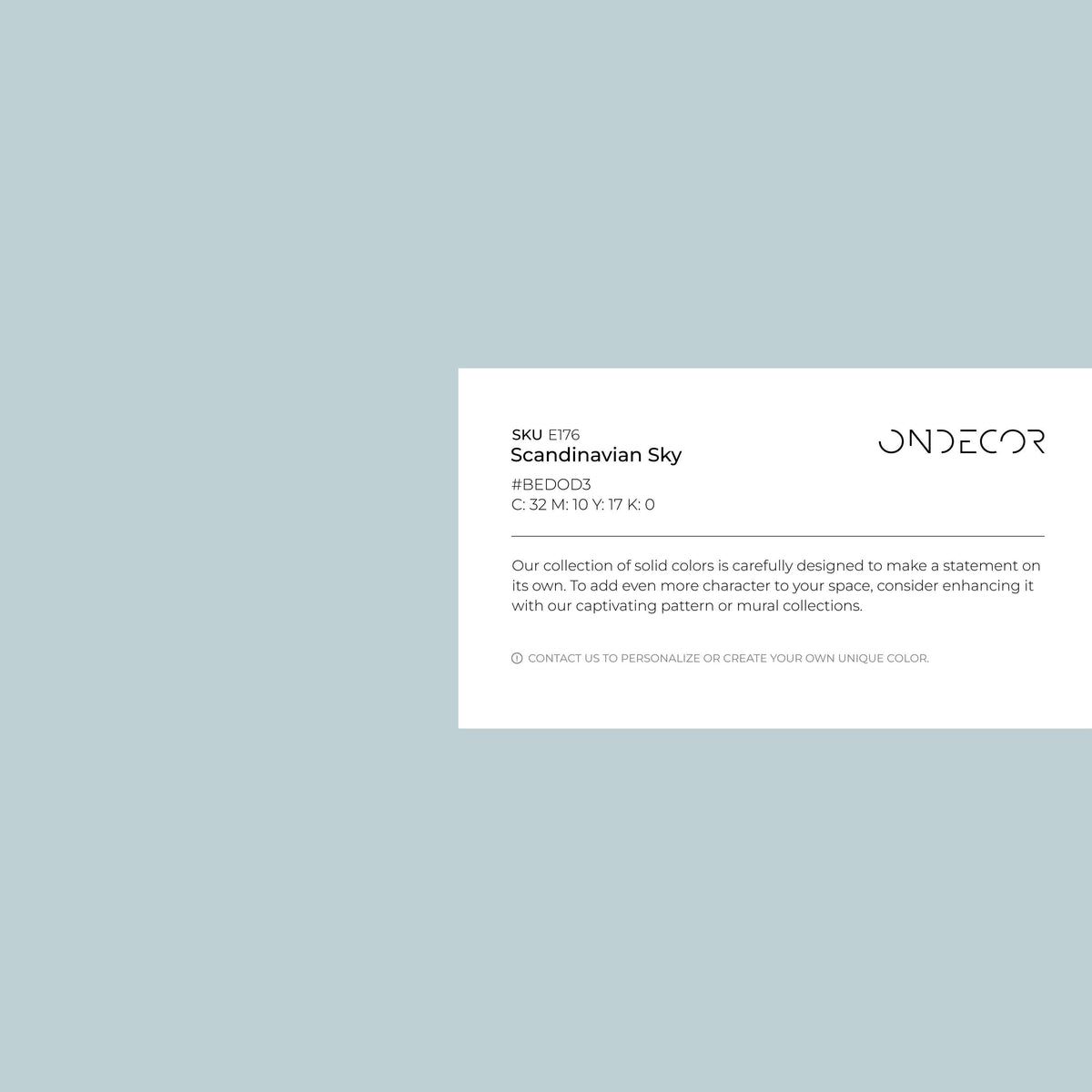 Scandinavian Sky Wallpaper / Solid Color Featuring a Minimalist Design in Pale Sky Blue - E176