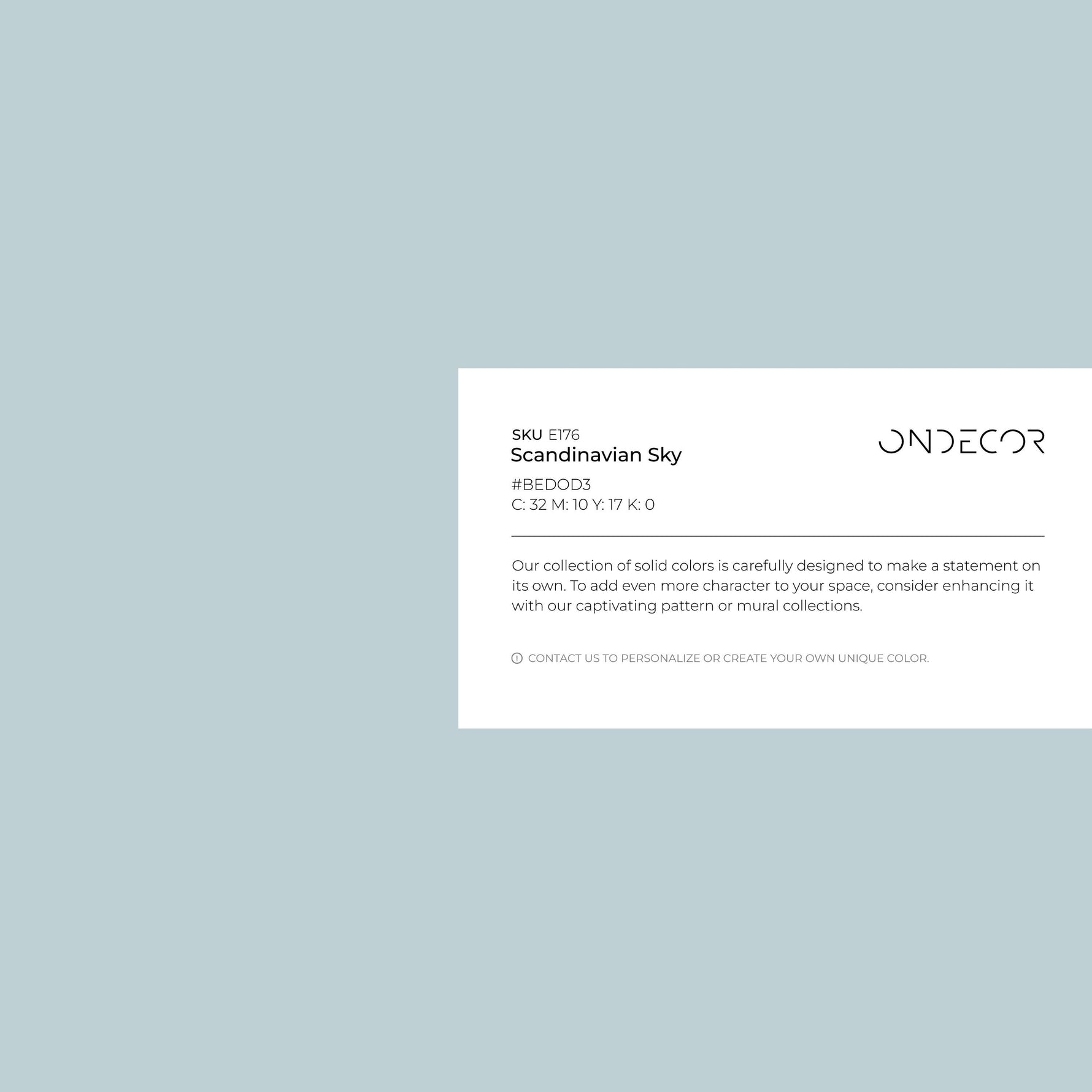 Scandinavian Sky Wallpaper / Solid Color Featuring a Minimalist Design in Pale Sky Blue - E176