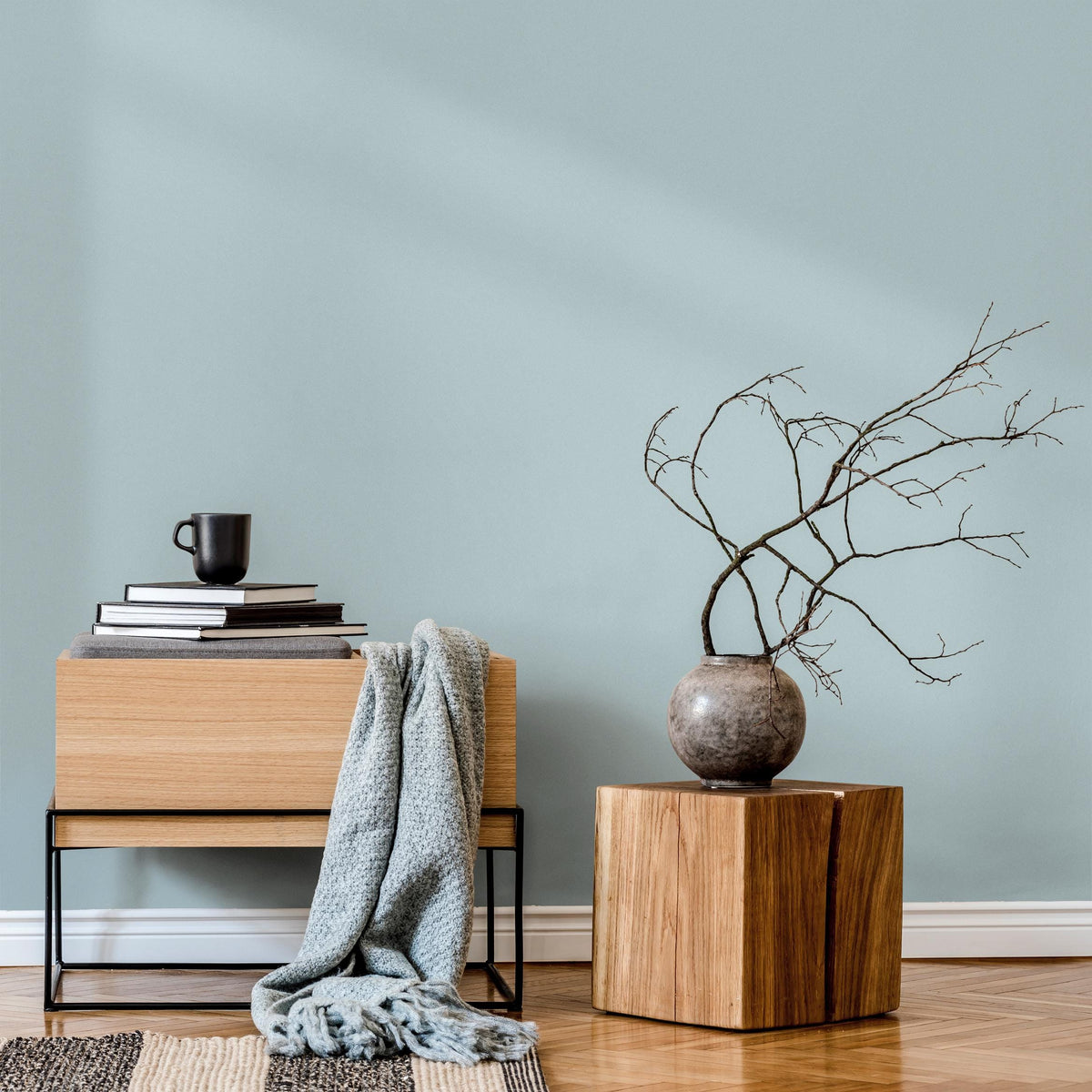 Scandinavian Sky Wallpaper / Solid Color Featuring a Minimalist Design in Pale Sky Blue - E176