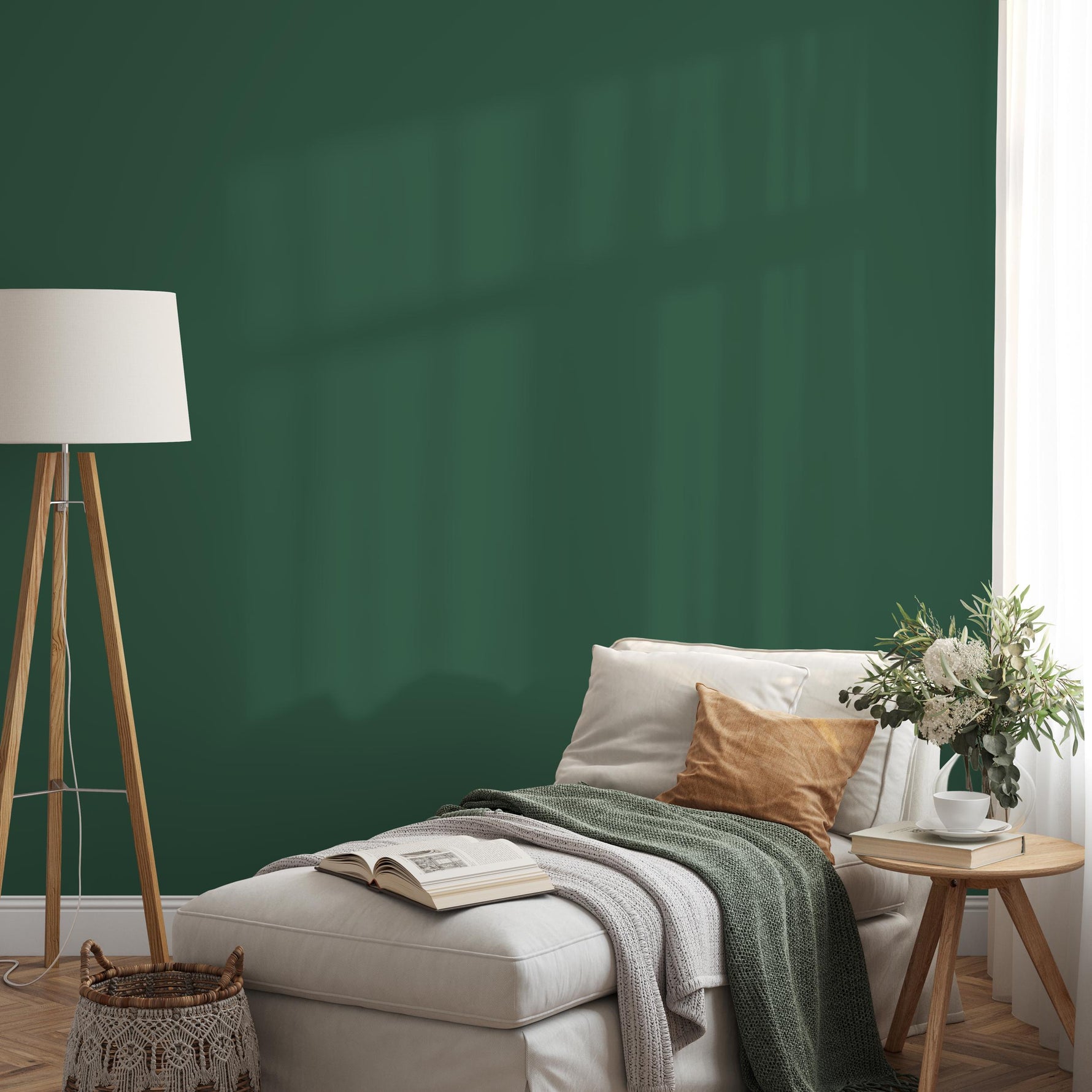 Greenwood Wallpaper / Solid Color / Available in a Deep Forest Green - E195