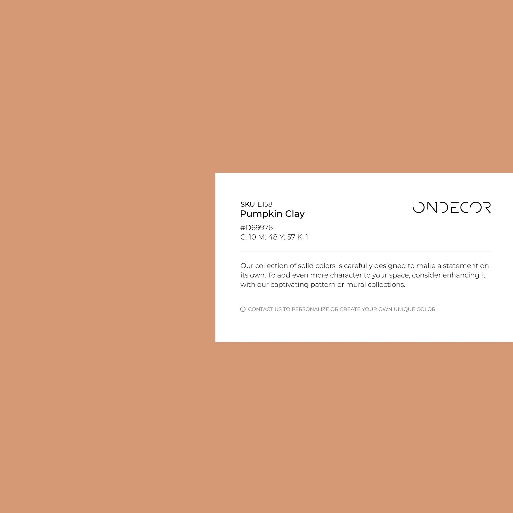 Pumpkin Clay Wallpaper / Solid Color / A Warm Earth Tone in Burnt Orange and Terracotta - E158