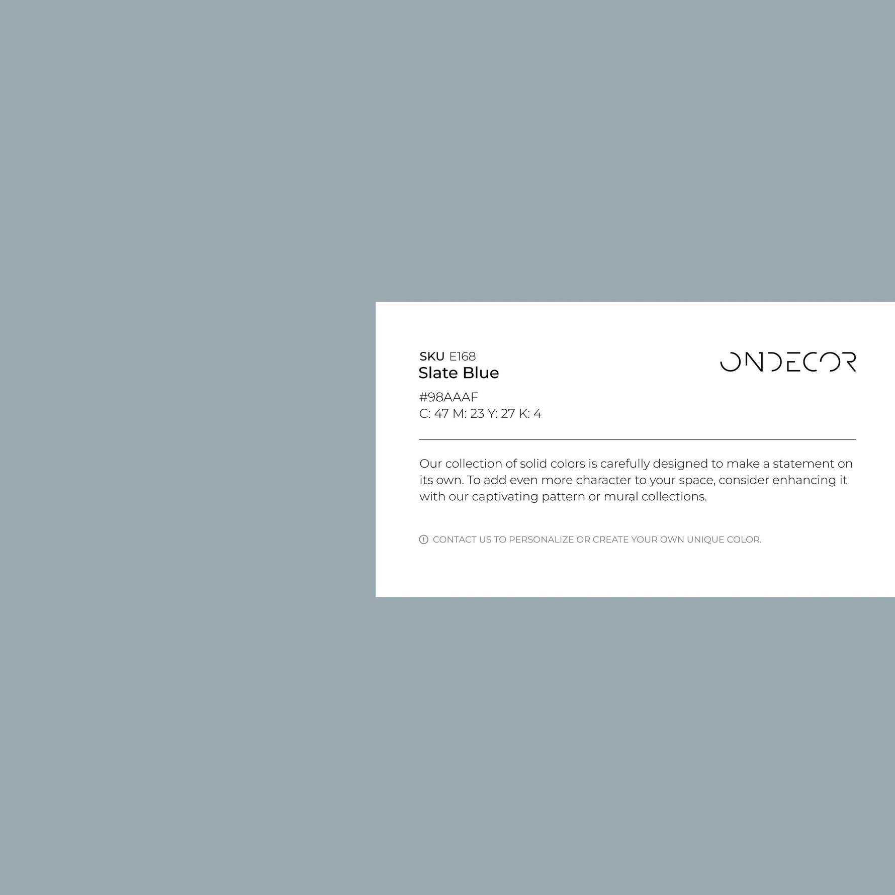 Slate Blue Wallpaper / Solid Color - Modern Peel and Stick Removable Wallpaper in a Dusty Blue Grey Hue - E168