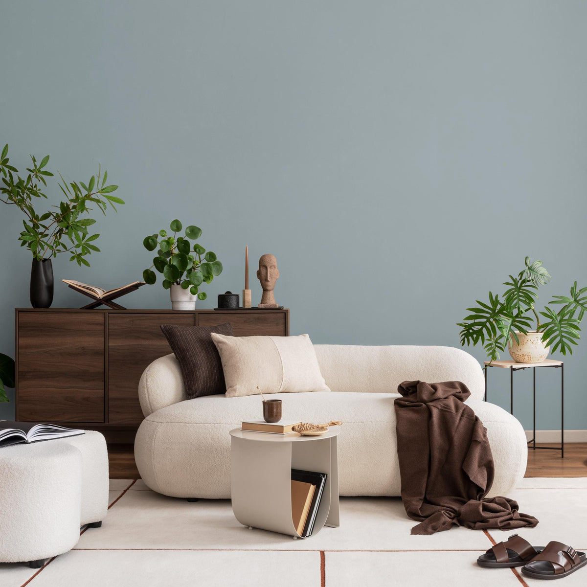 Slate Blue Wallpaper / Solid Color - Modern Peel and Stick Removable Wallpaper in a Dusty Blue Grey Hue - E168