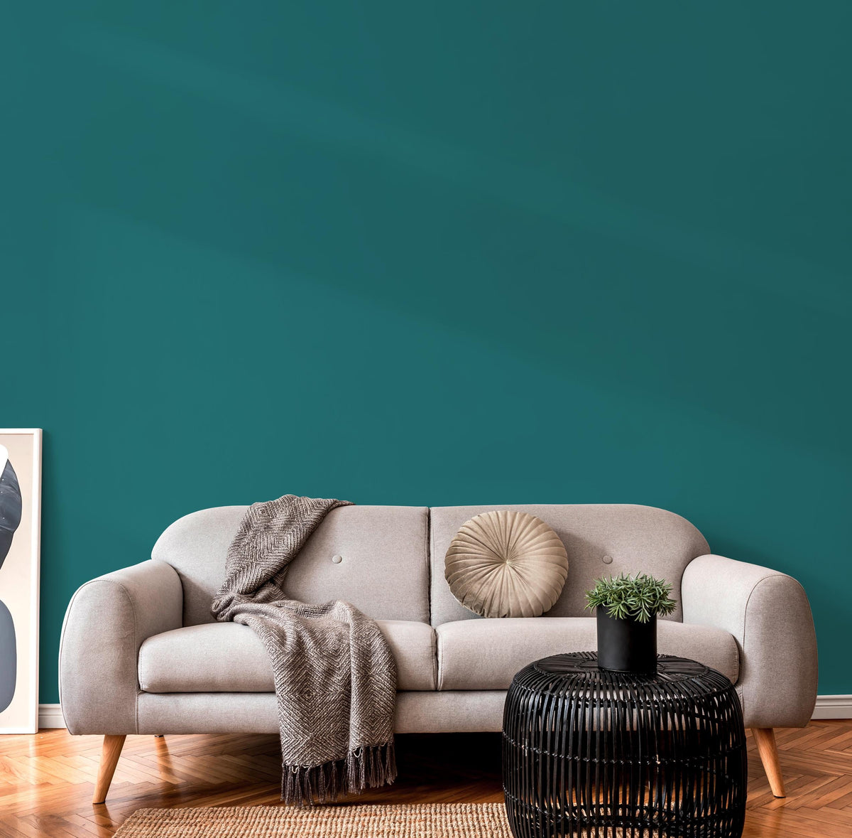 Teal Stone Wallpaper / Solid Color Removable Wallpaper for a Modern Minimalist Accent Wall in Rich Blue-Green - E174