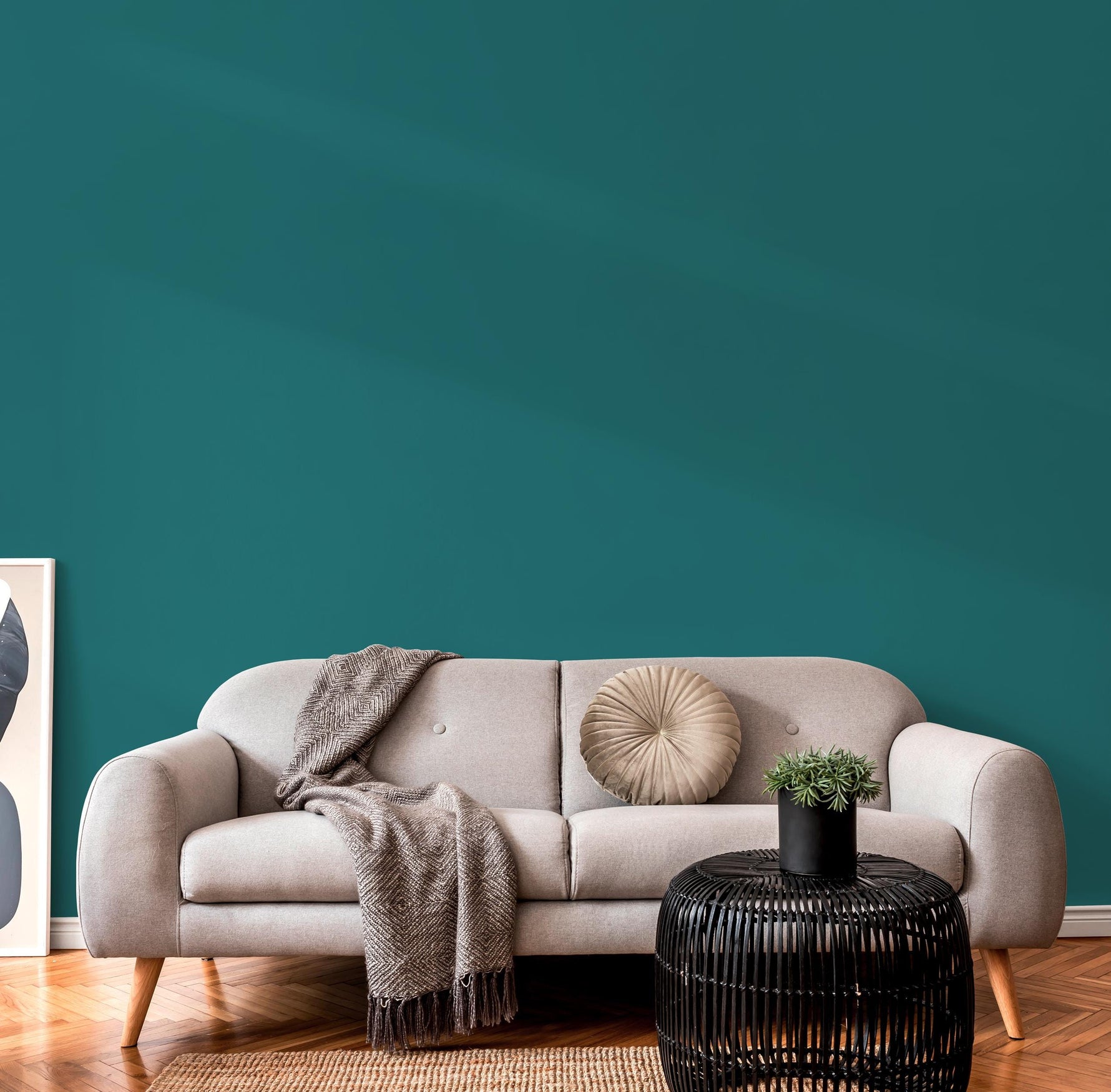 Teal Stone Wallpaper / Solid Color Removable Wallpaper for a Modern Minimalist Accent Wall in Rich Blue-Green - E174