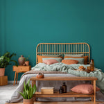 Teal Stone Wallpaper / Solid Color Removable Wallpaper for a Modern Minimalist Accent Wall in Rich Blue-Green - E174