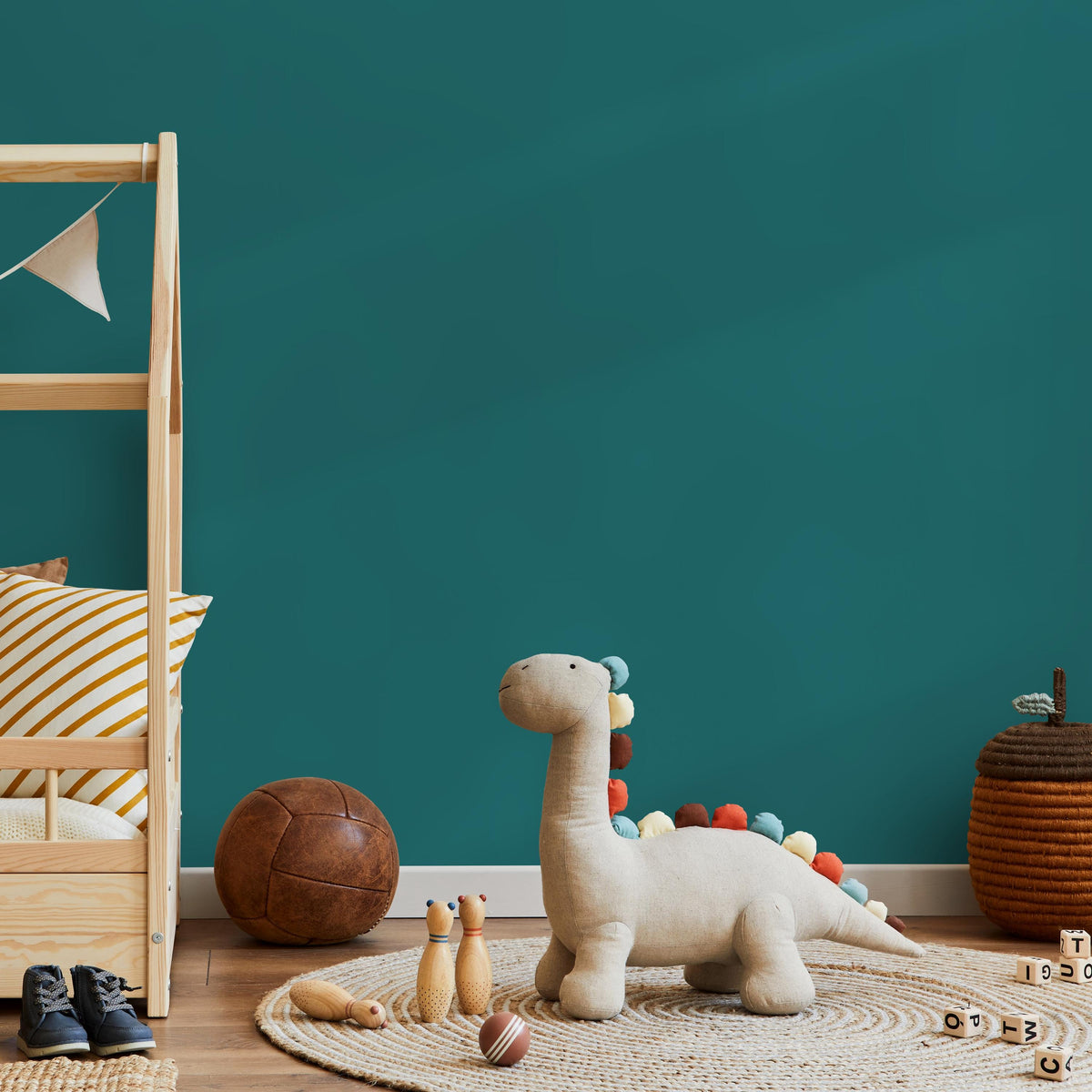 Teal Stone Wallpaper / Solid Color Removable Wallpaper for a Modern Minimalist Accent Wall in Rich Blue-Green - E174