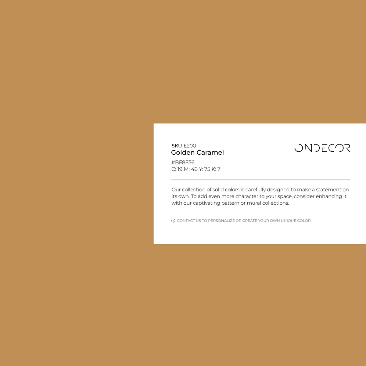 Golden Caramel Wallpaper / Solid Color / A Warm Earth Tone Design in Deep Mustard and Golden Brown - E200