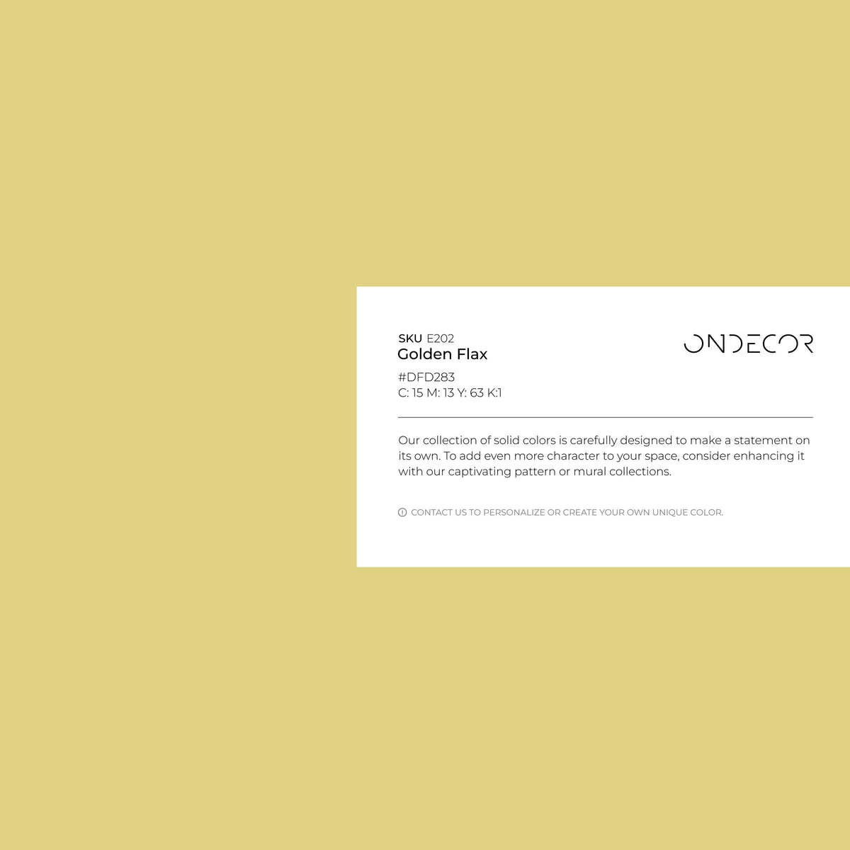 Golden Flax Wallpaper / Solid Color / Available in Warm Yellow and Pale Gold - E202