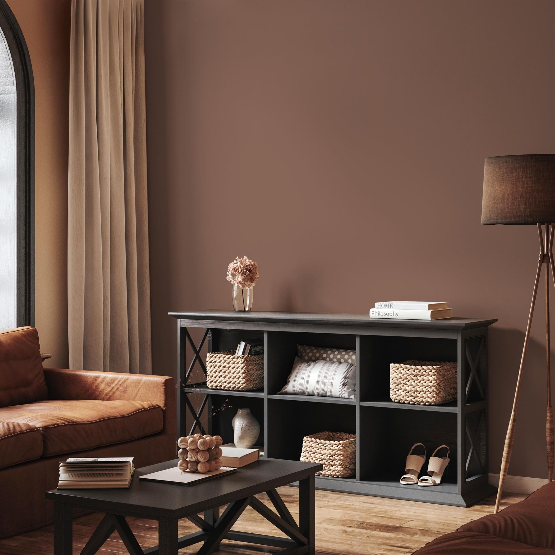 Claywood Wallpaper / Solid Color / Rustic Earthy Wall Mural in a Warm Mocha Brown - E143