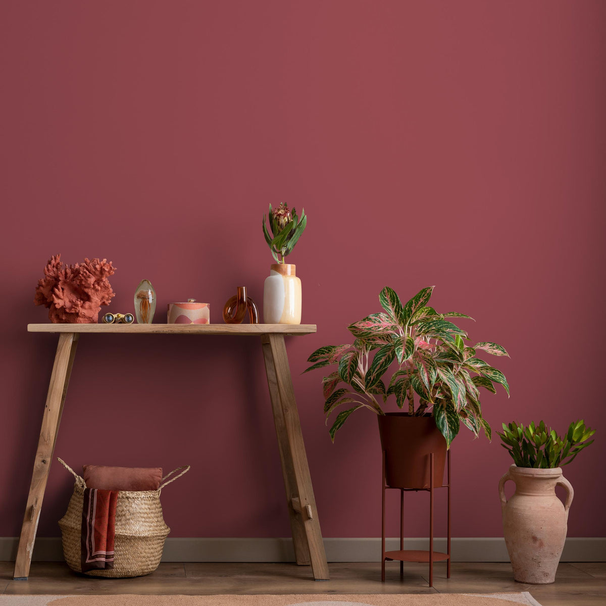 Deep Garnet Wallpaper / Solid Color / A Rich Moody Hue in Burgundy and Wine Red - E154