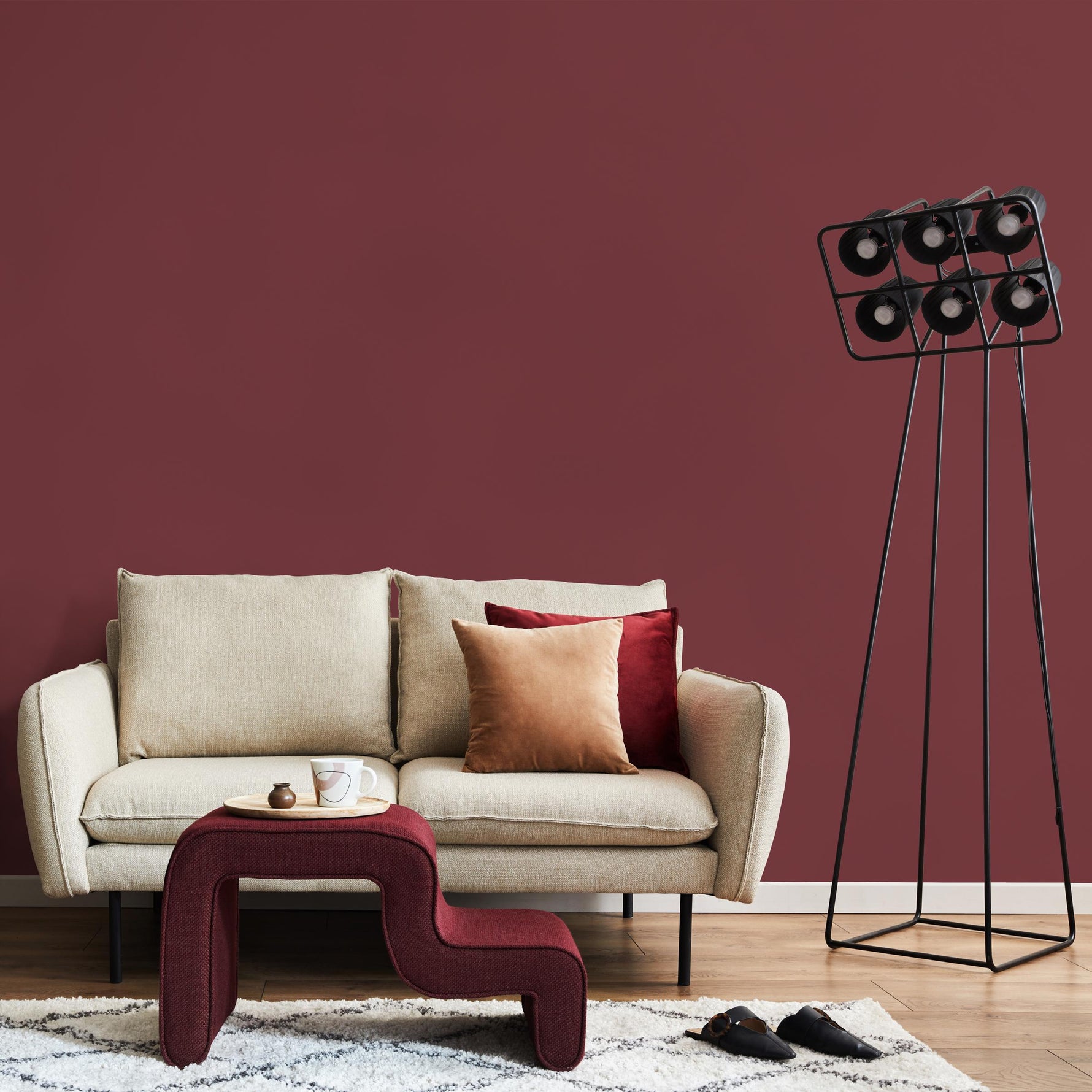 Deep Garnet Wallpaper / Solid Color / A Rich Moody Hue in Burgundy and Wine Red - E154