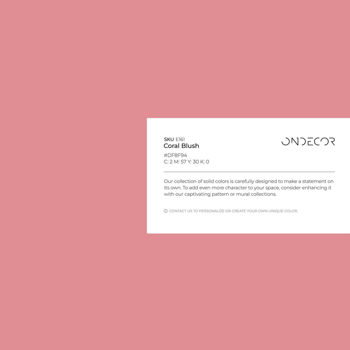 Coral Blush Wallpaper / Solid Color / Minimalist Accent Wall in a Warm Dusty Rose - E161