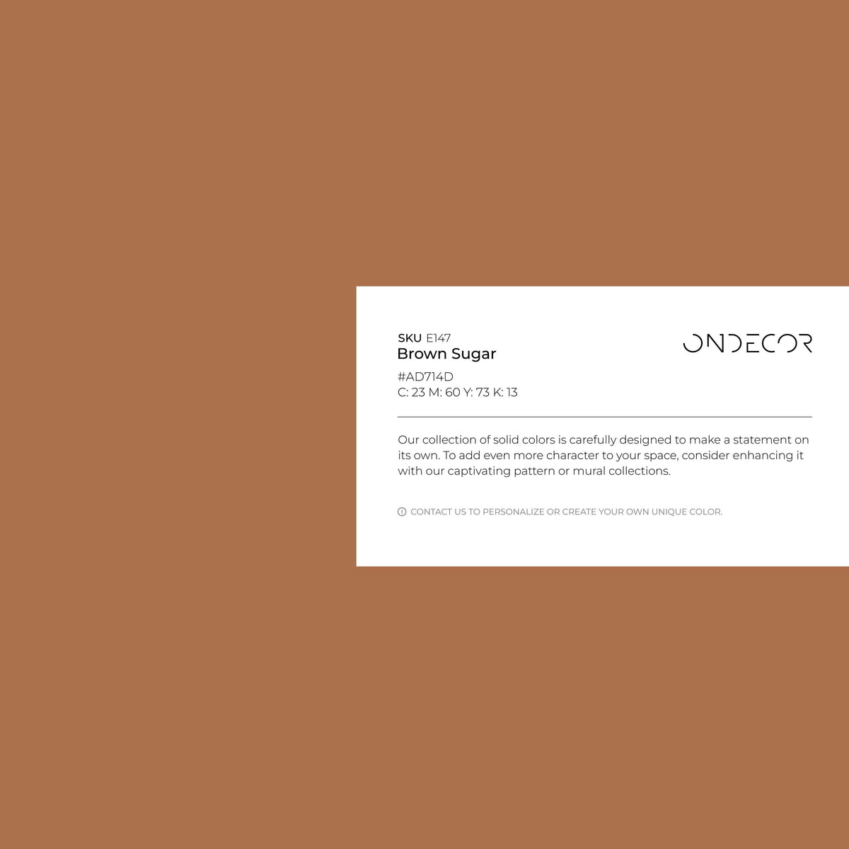 Brown Sugar Wallpaper / Solid Color / Available in a Warm Terracotta Brown - E147