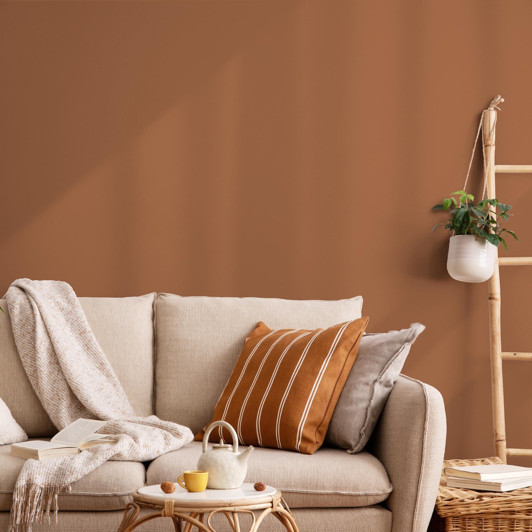 Brown Sugar Wallpaper / Solid Color / Available in a Warm Terracotta Brown - E147