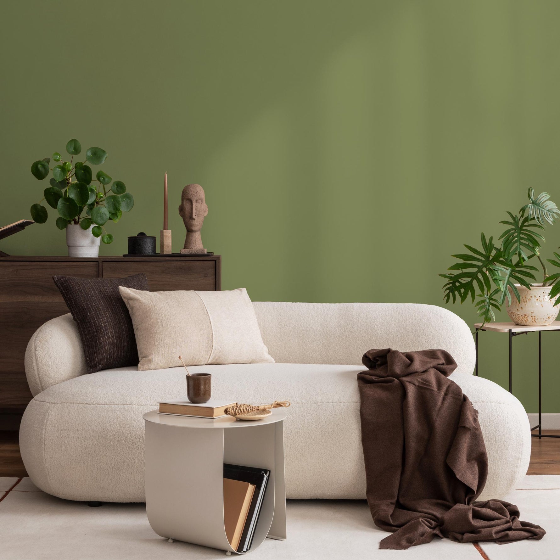 Moss Green Wallpaper / Solid Color / Minimalist Design in an Earthy Olive Hue - E186