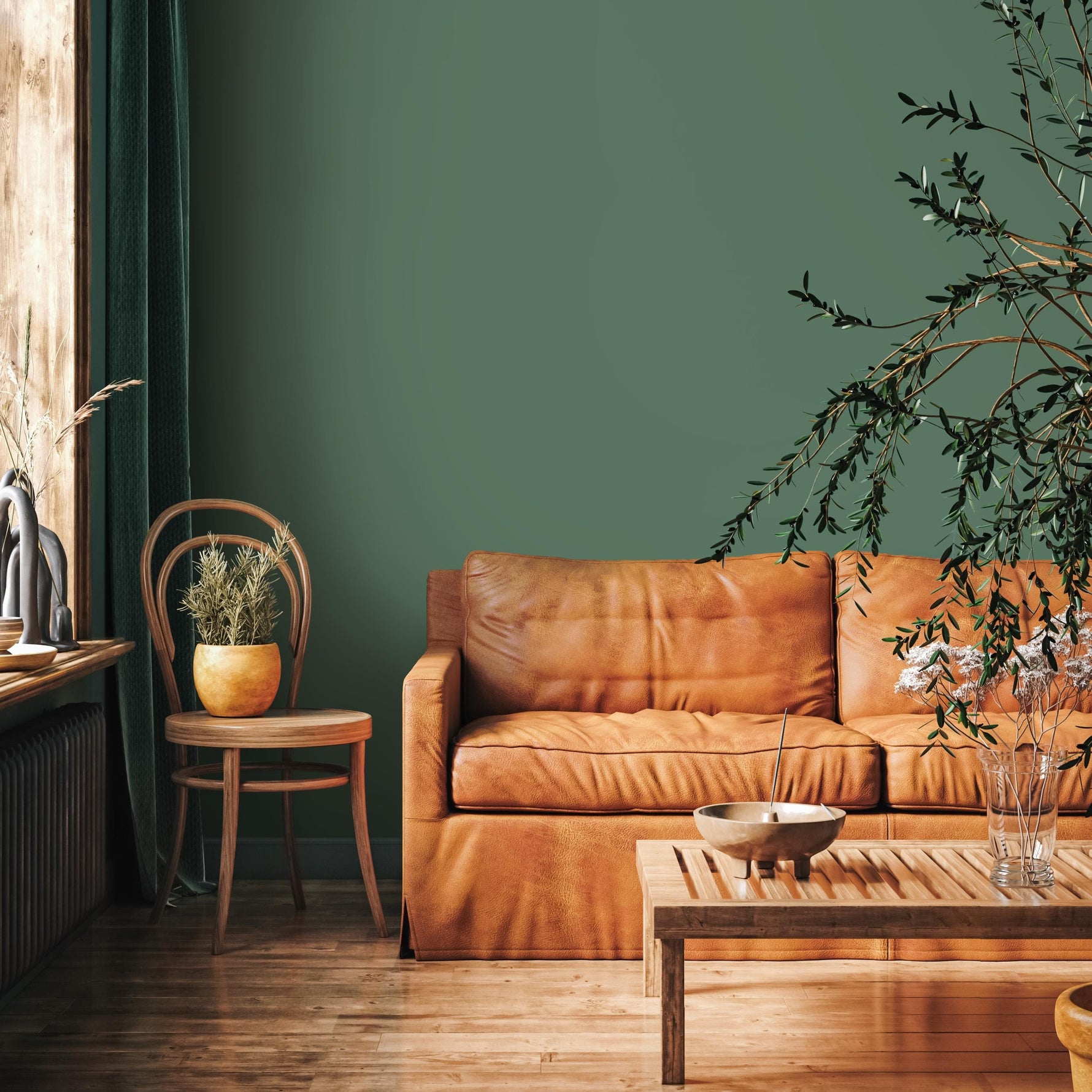 Quiet Laurel Wallpaper / Solid Color / Featuring a Muted Sage Green - E193