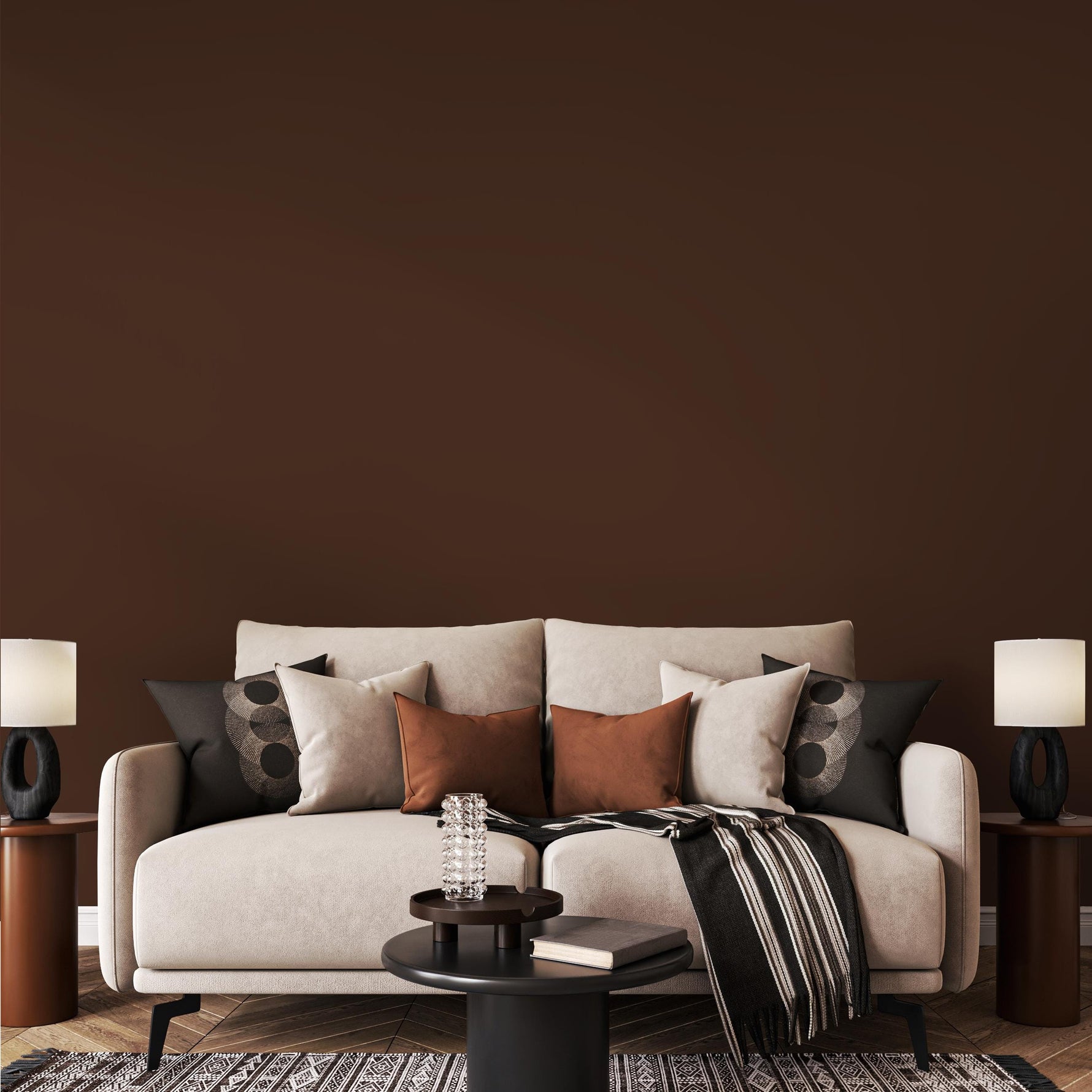 Roasted Chestnut Wallpaper / Solid Color / Minimalist Style in a Deep Earthy Brown - E146