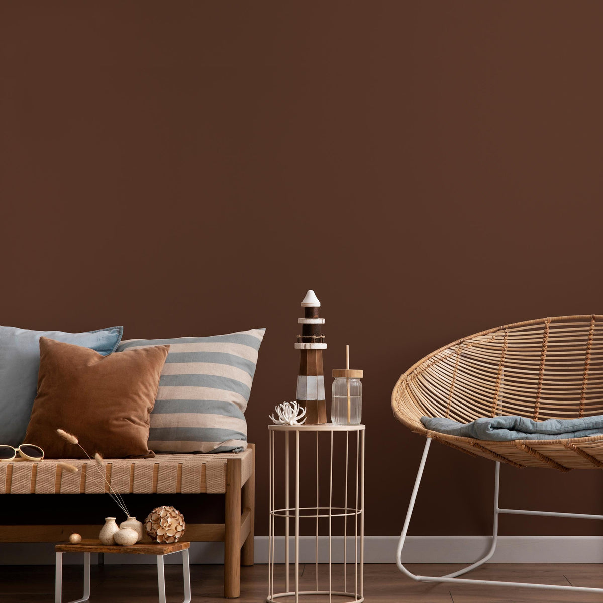 Roasted Chestnut Wallpaper / Solid Color / Minimalist Style in a Deep Earthy Brown - E146