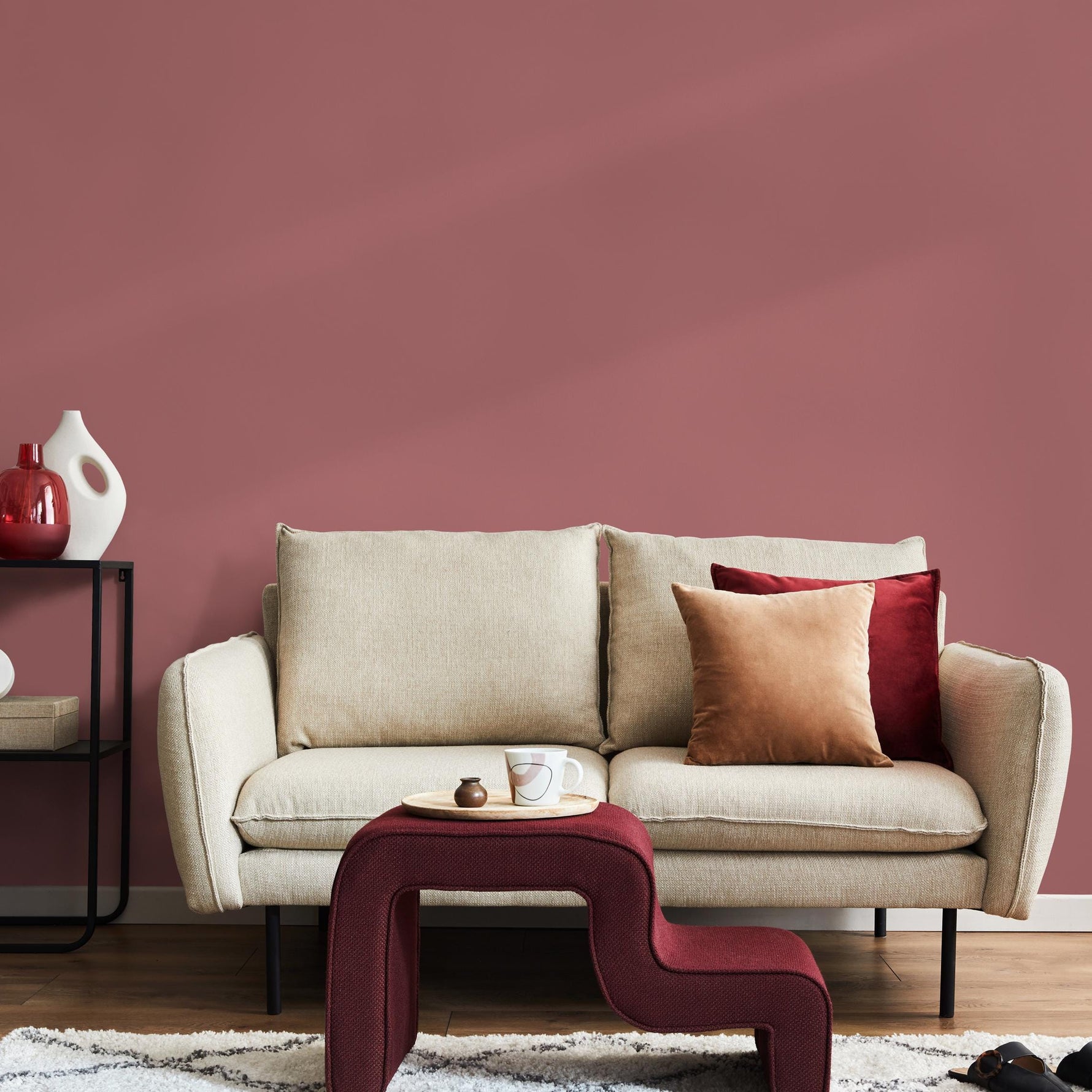 Desert Rosewood Wallpaper / Solid Color in a Warm Terracotta Pink - E162