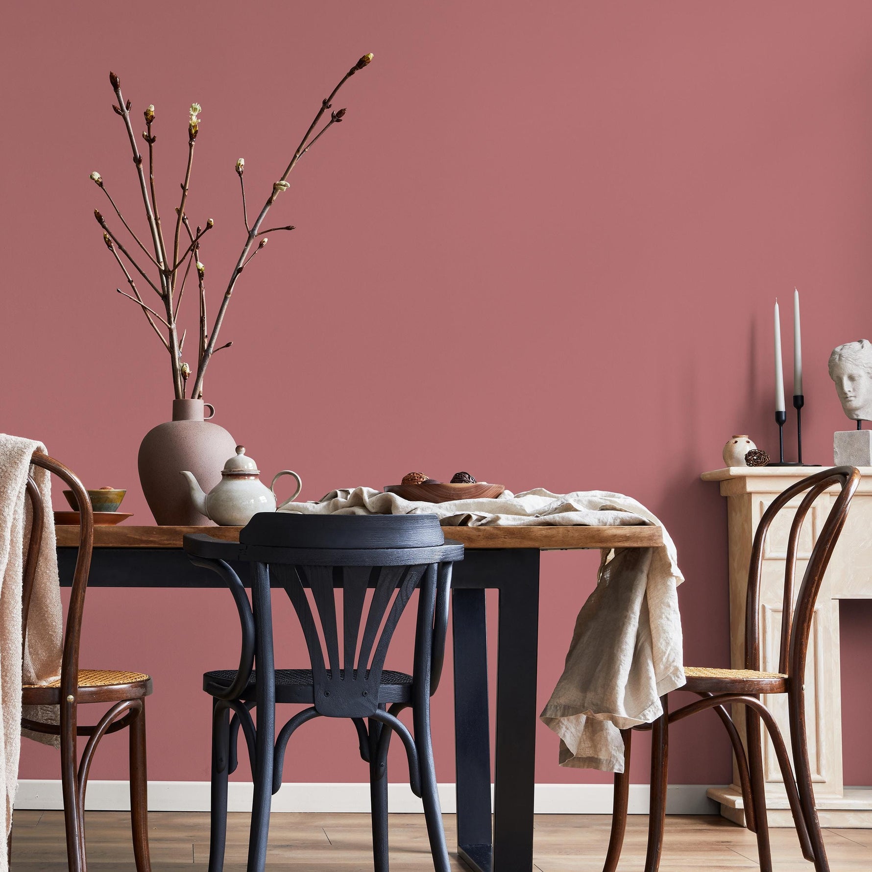 Desert Rosewood Wallpaper / Solid Color in a Warm Terracotta Pink - E162